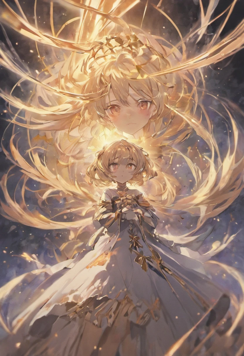 The hair is silvery-gray,Feel free to drape,It's like mercury pouring down,The eyes are a beautiful gray。What he wears,An elegant dress similar to black,The gold ornamentation on it shows the indescribable dignity,Like a sage who pursues knowledge and truth。