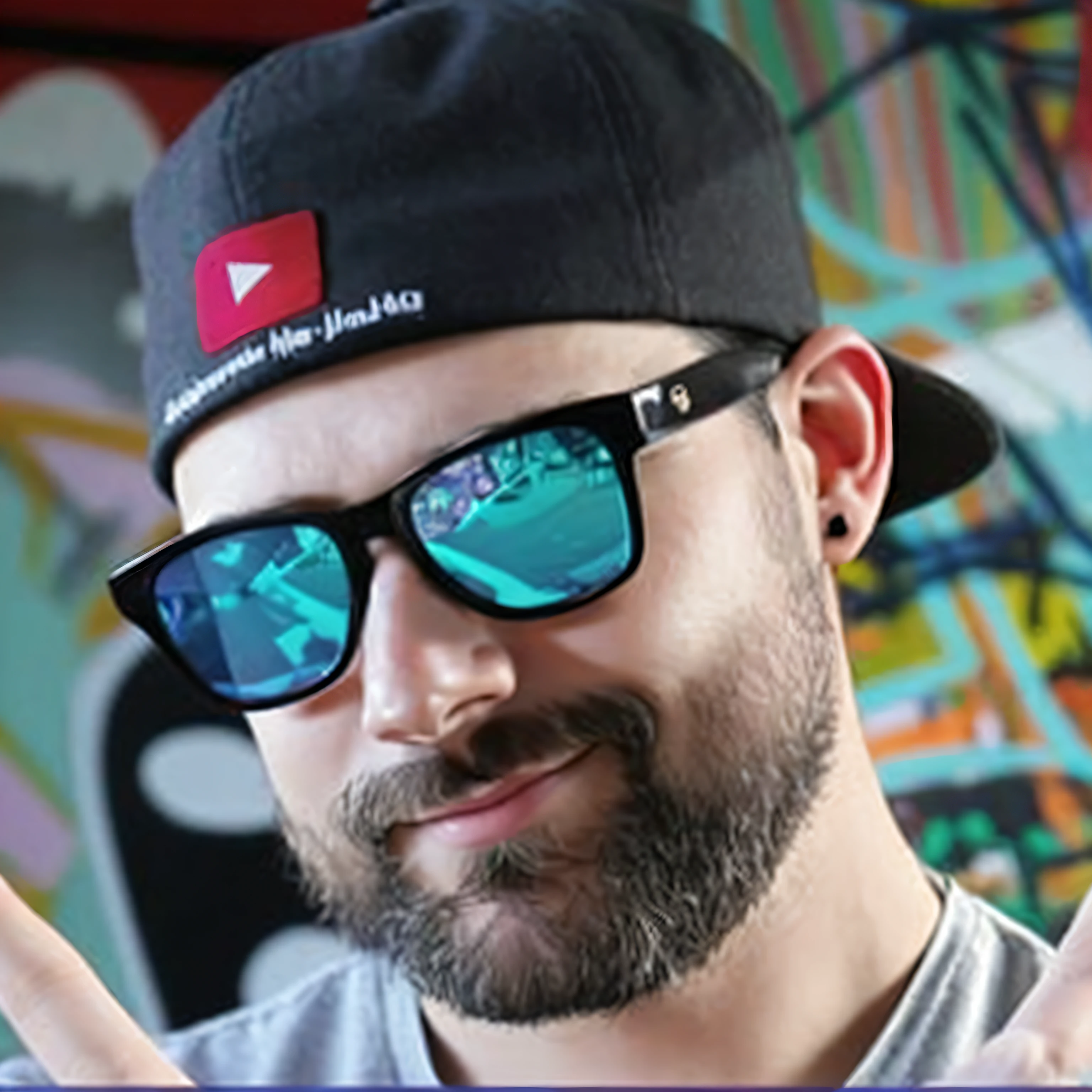 There was a man wearing a hat and sunglasses doing a peace sign, jody highroller, H3H3, twitch streamer / gamer ludwig, youtuber, twitch streamer, wearing sunglasses and a cap, Doug Walker, headshot profile picture, high quality portrait, Samdoesart, profile picture 1024px, Hassan girls, Avatar image, Irish YouTuber