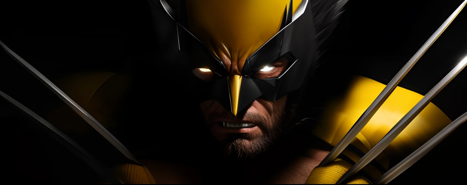 Wolverine man with a yellow mask and claws, carcaju, Retrato de Wolverine, sem texto, wolverine action pose, hyperdetalhado