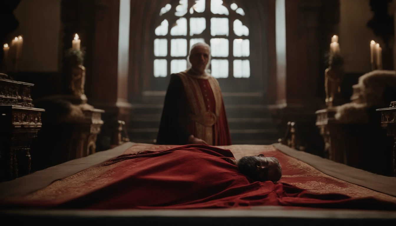 Lord estava morto, no centro da sala, com suas roupas sujas de sangue