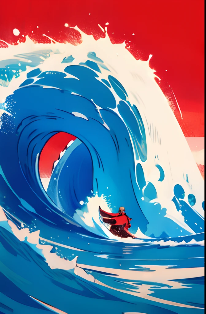 create a big wave. red background