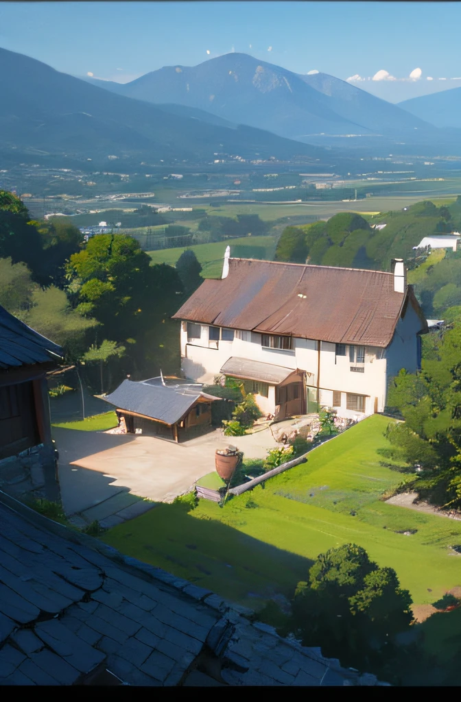 looking down below，House at the foot of the mountain