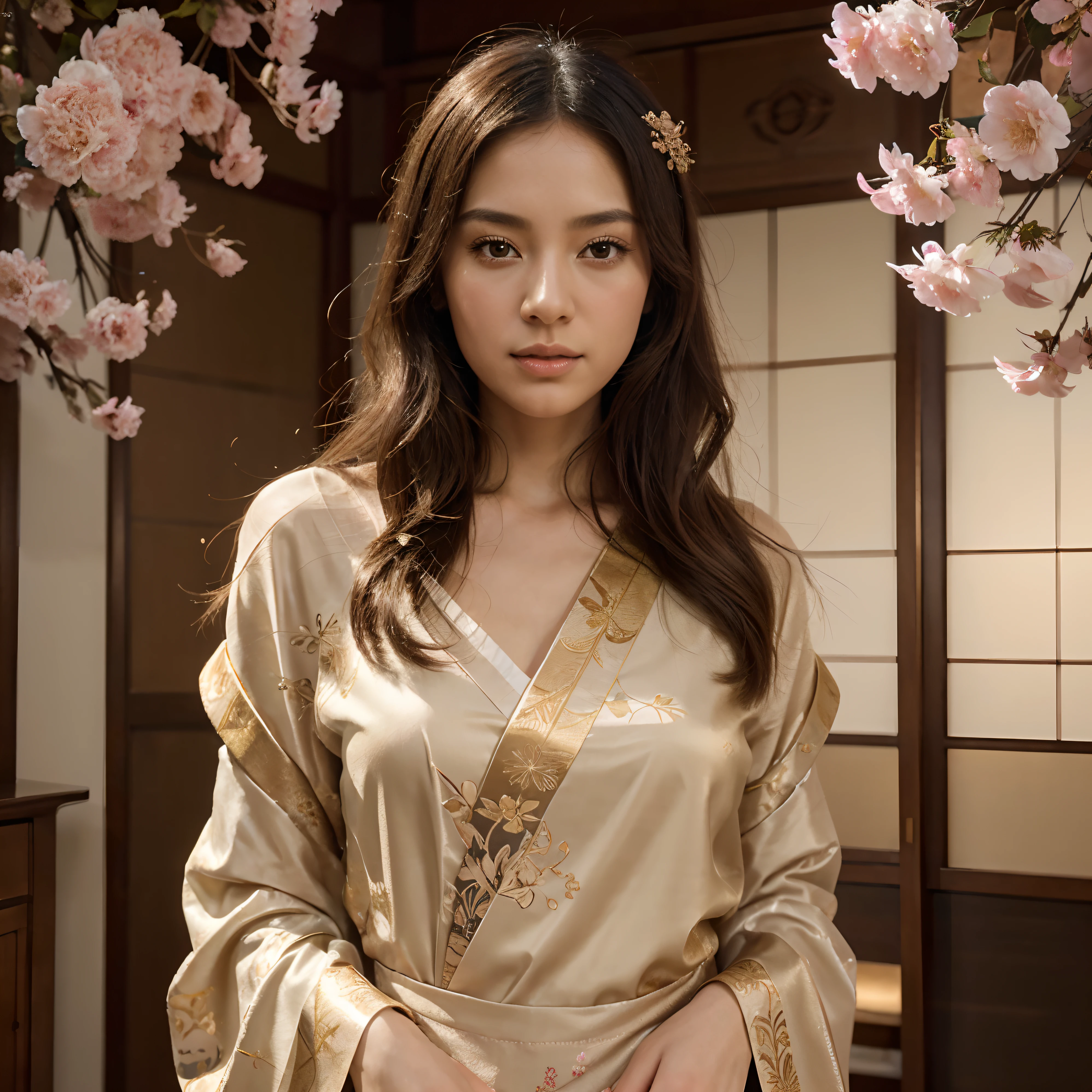 (best quality,4k,8k,highres,masterpiece:1.2),ultra-detailed,(realistic,photorealistic,photo-realistic:1.37),seamless pattern,Japanese floral pattern,alcohol ink,pink with gold lines,delicate cherry blossoms,vibrant peonies,graceful lotus flowers,golden accents,subtle watercolor effect,ethereal beauty,natural and organic feel,elegant and intricate details,romantic and soft color palette,sophisticated composition,impeccable craftsmanship,artistic excellence,sophisticated and refined artistic style,harmonious balance of colors and forms,luminous and shimmering gold lines,soft and flowing ink strokes,dynamic and energetic brushwork,exquisite and ornate motifs,rich and luxurious textures,subtle gradient transitions,nostalgic and dreamy atmosphere,rustic and authentic Japanese aesthetics,seamlessly repeating design,eye-catching and mesmerizing visual impact,distinctive and recognizable Japanese artistic tradition