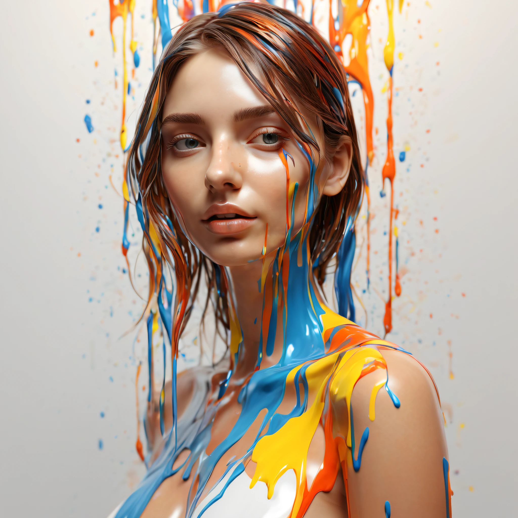 dripping paint,abstract,1 girl, (((masterpiece))), best quality,ultra-detailed, 8k, wallpaper, extremely delicate and beautiful, highresolution, ray tracing, best shadow, (realistic, photorealistic:1.37),professional lighting, photon mapping, radiosity, physically-based rendering