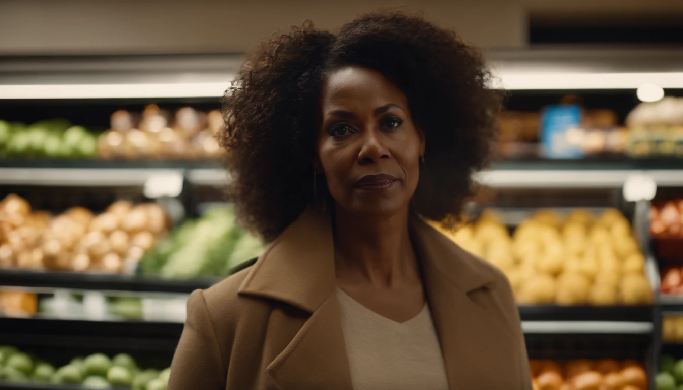Middle age black woman who owns a grocery store