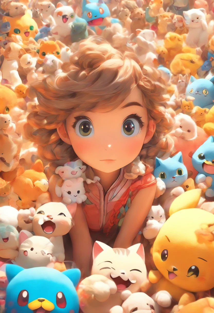 Anime girl with lots of stuffed animals and cats, cute detailed digital art, Poe Ryan Yee, Beautiful Art Style, Adorable Digital Painting, beautiful digital art, Cute detailed illustration, digital anime illustration, 3D rendering of official art, Official art of high detail, Official illustration of the character, anime stylized, kawaii hq render, pokemon art style, cute illustration, detailed fan art