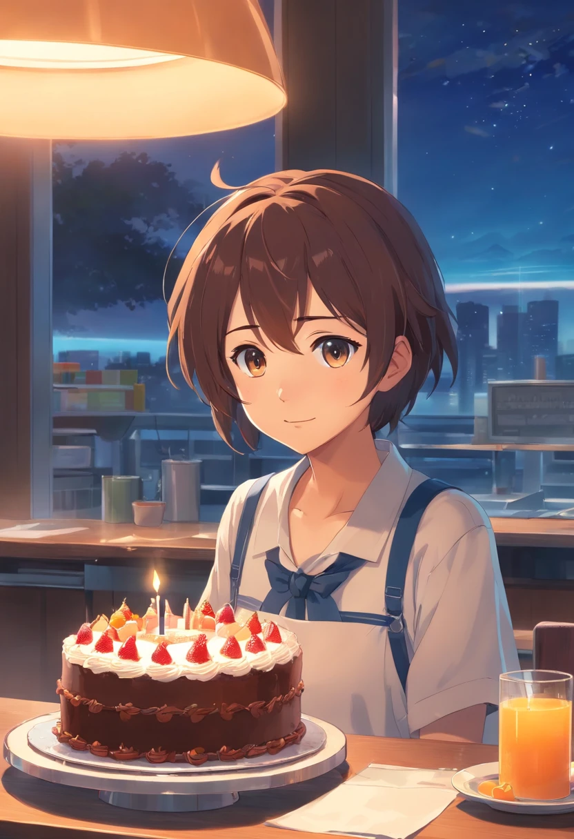 schoolboy,cuire,tenir un gateau,beau