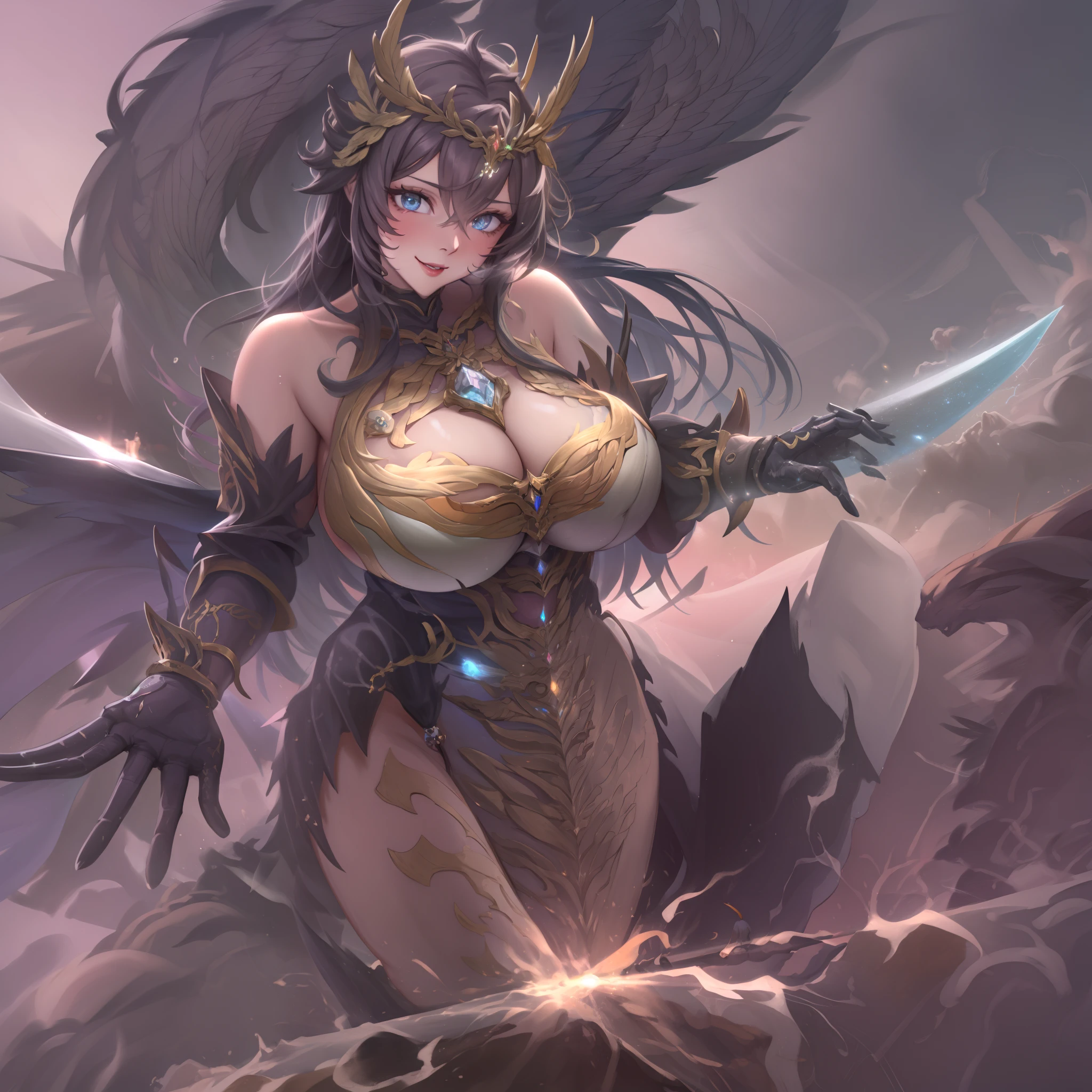 battlemech,(Blonde girl),(Huge ponytail),Glowing blue eyes,Blue Light Energy Longsword,Galactic,Mechanical and exquisite,((Blonde Beauty))pubic detail,mech wings,elegent,Blue Mecha,Glowing blue-blue eyes,(Stocking Heels),land,Mechanical and exquisite,pubic detail,mech wings,elegent,The tree々,There are hands and feet,angled,angled,immensity,Wind,hazy,Mecha's eyes glow blue,Blue Mecha,Glowing blue-blue eyes,Holding the sword of delicate light energy,Skysky,Mechanical and exquisite,pubic detail,Huge mech wings,elegent,The tree々,There are hands and feet,angled,angled,immensity,baiyun,hazy,Mecha's eyes glow blue,pubic detail,Winds of the future,sacredness,Cavalier,battlemech,Glowing blue eyes,Blue Delicate Sniper Rifle,Skysky,Mechanical and exquisite,pubic detail,Huge mech wings,elegent,The tree々,There are hands and feet,angled,angled,immensity,baiyun,hazy,Mecha's eyes glow blue,pubic detail,Winds of the future,sacredness,Cavalier,the face is clear,Face wearing mask armor,masterpaintings,best qualtiy,offcial art,the Extremely Detailed CG Unity 8K Wallpapers,brightened light,(light particules,(Illustration)(Farbe)goodlooking,impeccable,((Graphic Painting)),(Heavier stroke)),(bold lines),Highest image quality,masterpaintings,Filigree,long eyeslashes,(((silhuette))),Very detailed background,tulips,Banana leaves,lilie,dew,Date palm flowers,Ryu,Light white off-the-shoulder dress,Mottled sunlight,(Close-up of people),((Super best quality)), ((A very masterpiece)), ((super detailing:1.4)), ((hyper realistic lifelike 3d)), Dragon Warrior Girl, Mechanical body, Dynamic action poses in battle scenes, Mechanical weapons of very complex and heavy fighters, Off-the-shoulder fashion that blends dense and complex steampunk with dense gothic ta, Complex steampunk headgear, very thin long legs, Mechanical boots above the knee, Fluttering lace flared mini skirt, beautiful big breasts directed upwards,Somewhat long, Vertical curly silver hair fluttering in the wind,Countless shining large sphe