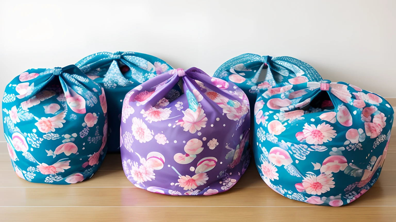 furoshiki、Furoshiki bag、Furoshiki Bag、nigh sky、Yukata beauty、a smile