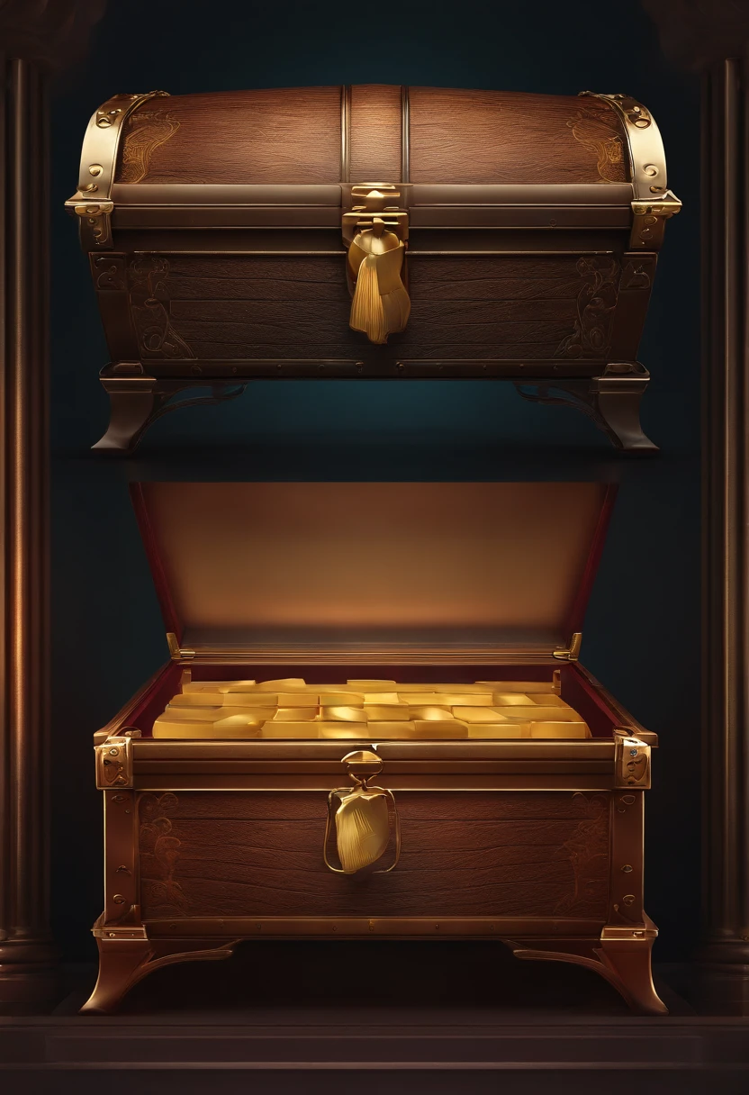 "Magic chests, promotional poster, High-quality image, Minimalism, Plain background"