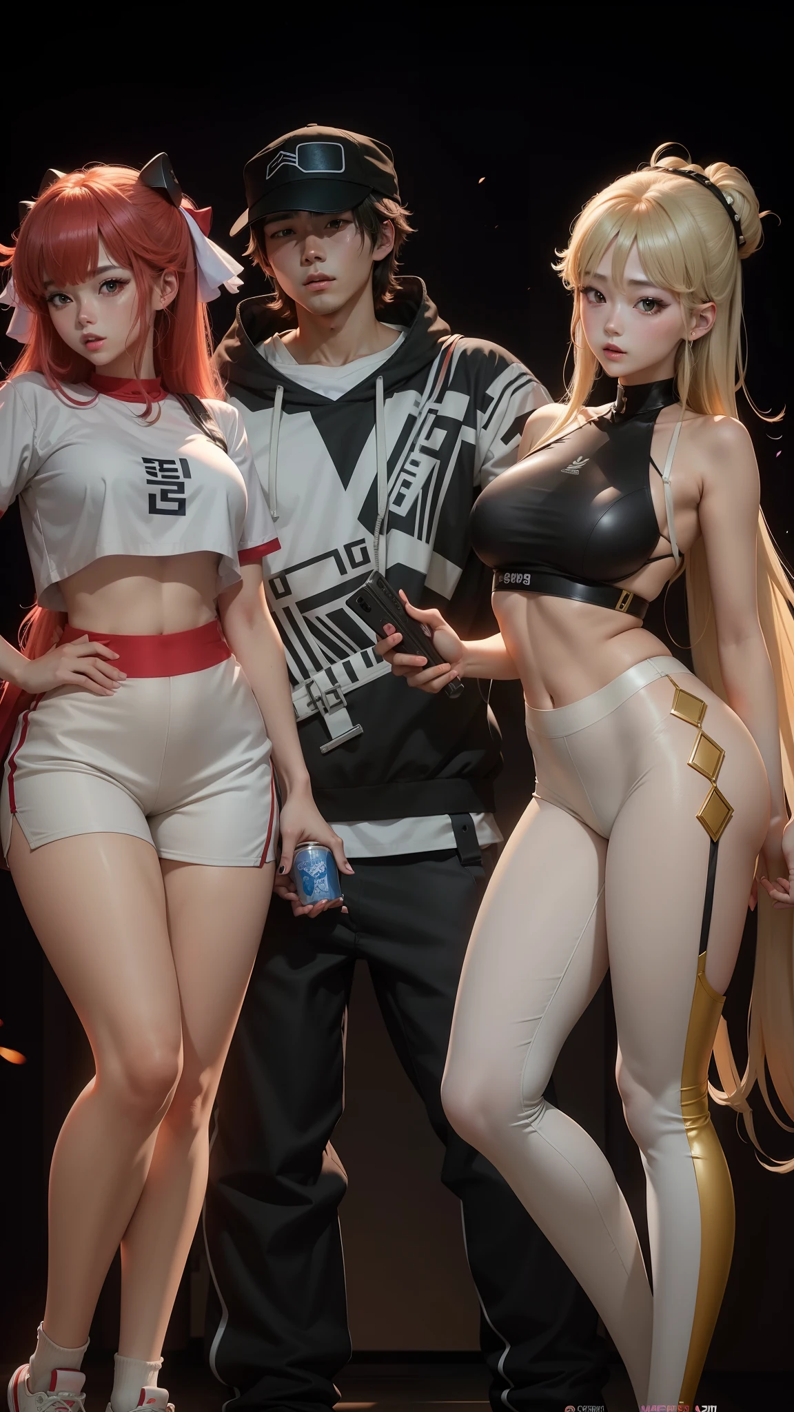 Anime, 3 man, 1 boy, 2 girl, Korea, heandsome and beautiful, 8k quality, 20 years old