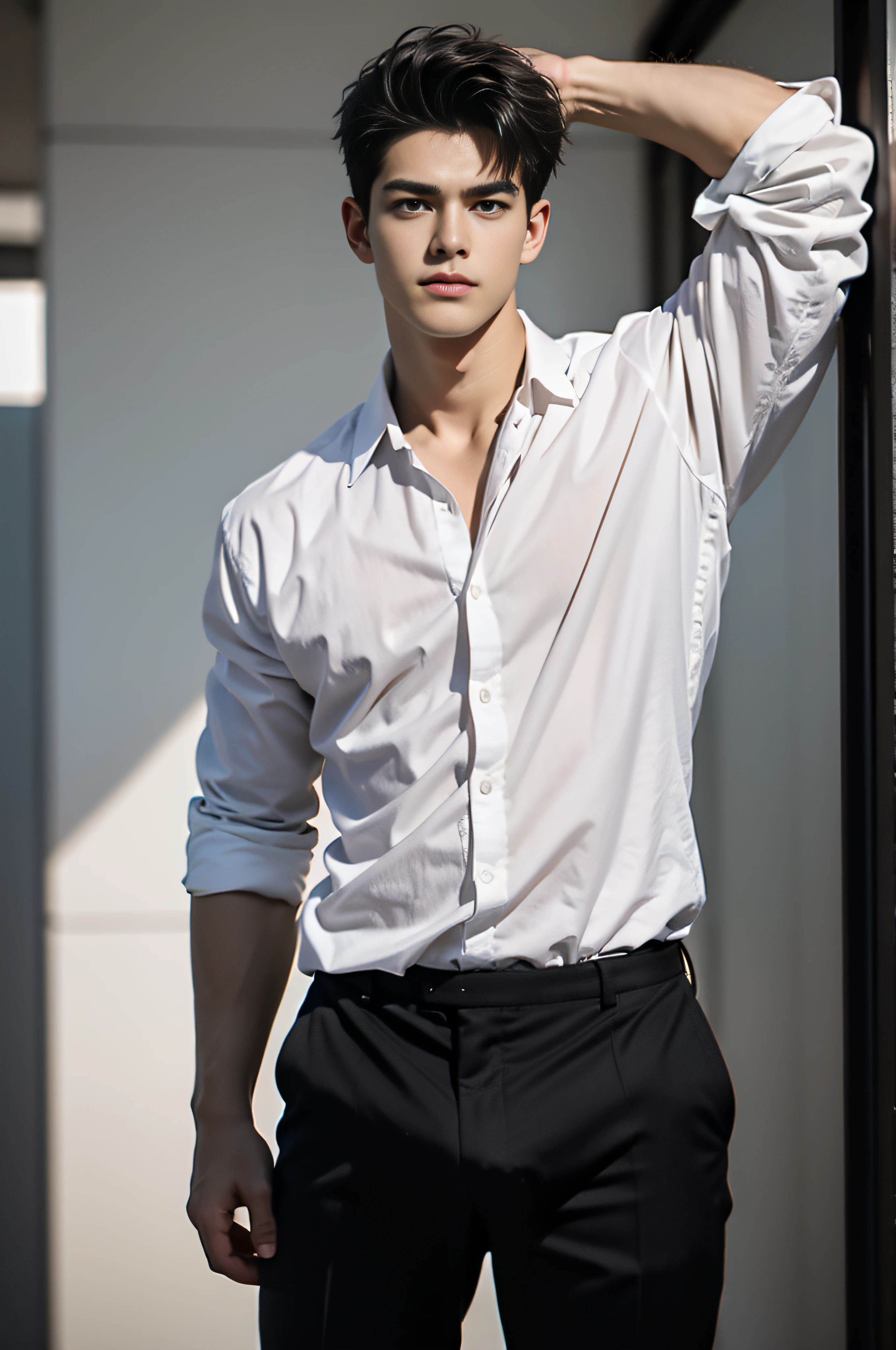 1boys, ,Business suit,Very detailed handsome face, Heroic, Large muscles((The crotch is raised))