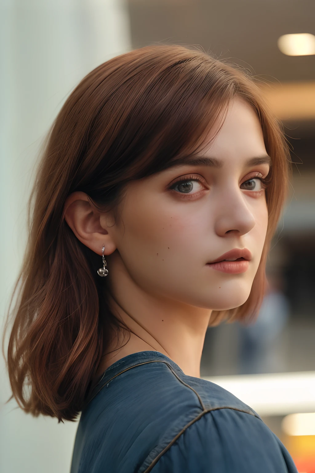 (Close-up, fotografia editorial de uma mulher de 21 anos), (Rosto altamente detalhado:1.4) (sorrir:0.7) (fundo dentro escuro, Moody, estudo privado:1.3) Pov, Directed by: Lee Jeffries, Nikon D850 |, filme fotografia de stock ,4 Kodak Portra 400 ,camera f1.6 lentes ,cores ricas ,hyper realistic ,textura realista, dramatic lighting , cinestill 800, at a shopping mall