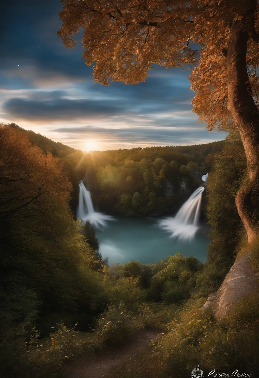 EbonyGoldAI Masterpiece, Best quality, High quality, High resolution, (((beautiful detailed sky))), grandeur, cottage, grand(magnifique, splendide), vue(Vue), Grand spectacle, high-definition, ((Meilleure ombre)), Realstic, nature, paysage, nuage, montagne, herbe, rocher, colline, falaise, arbre, trottoir, Uniquement Contexte, Le ciel nocturne, Clair de lune, ((Ultra-detailed)), (Meilleure illustration), ((an extremely delicate and beautiful)), Angle dynamique, river, sentier, banc, Highest quality image quality, tranquille, loin_loin