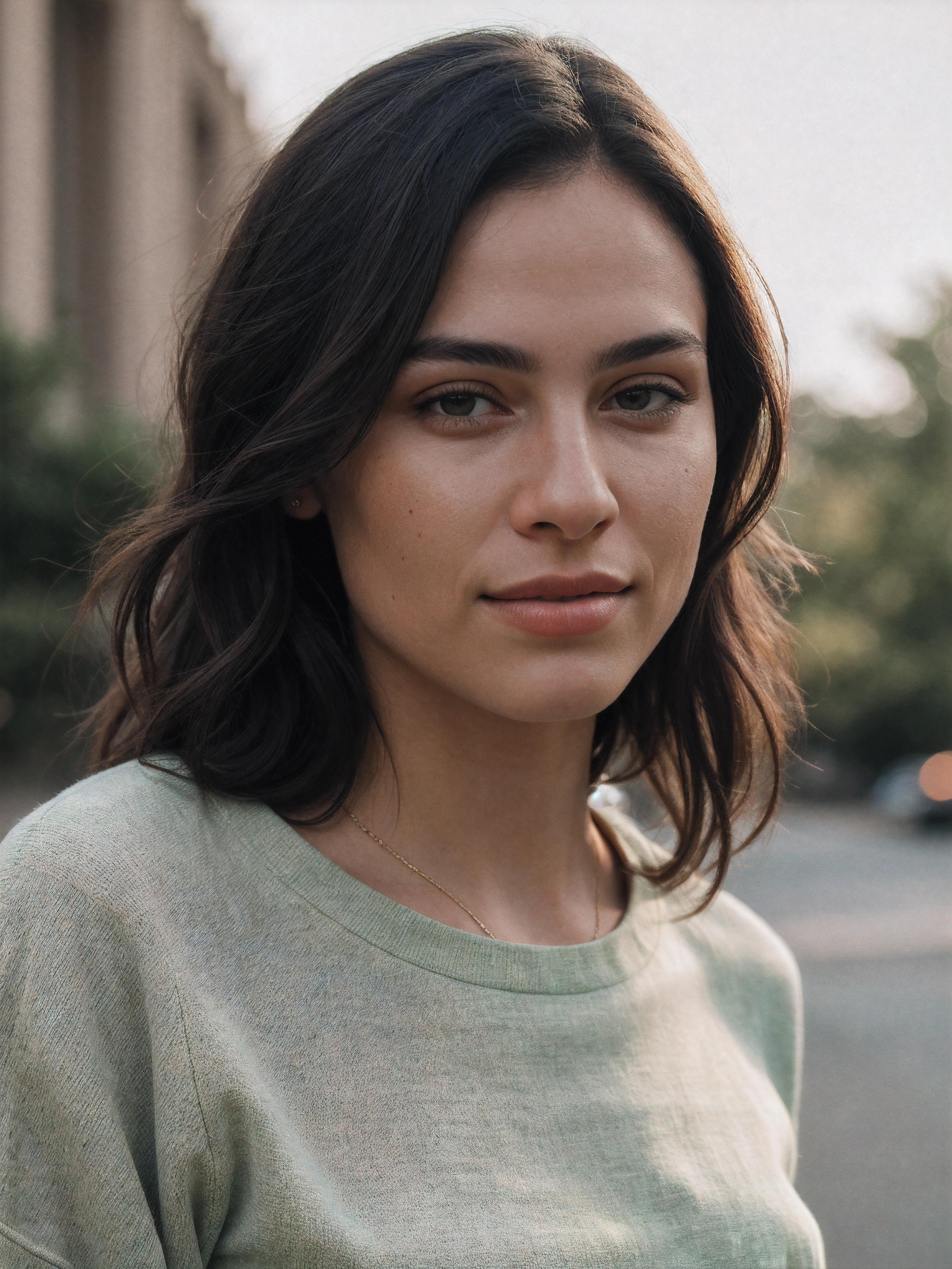casual clothes,looking at viewer,Photorealistic image,jortega woman,, realistic,photorealistic,(high quality:1.1),(best quality:1.1),(masterpiece:1.1),dynamic lighting,highly detailed,highres,realistic skin,sharp focus, natural lighting, f2, 35mm, film grain