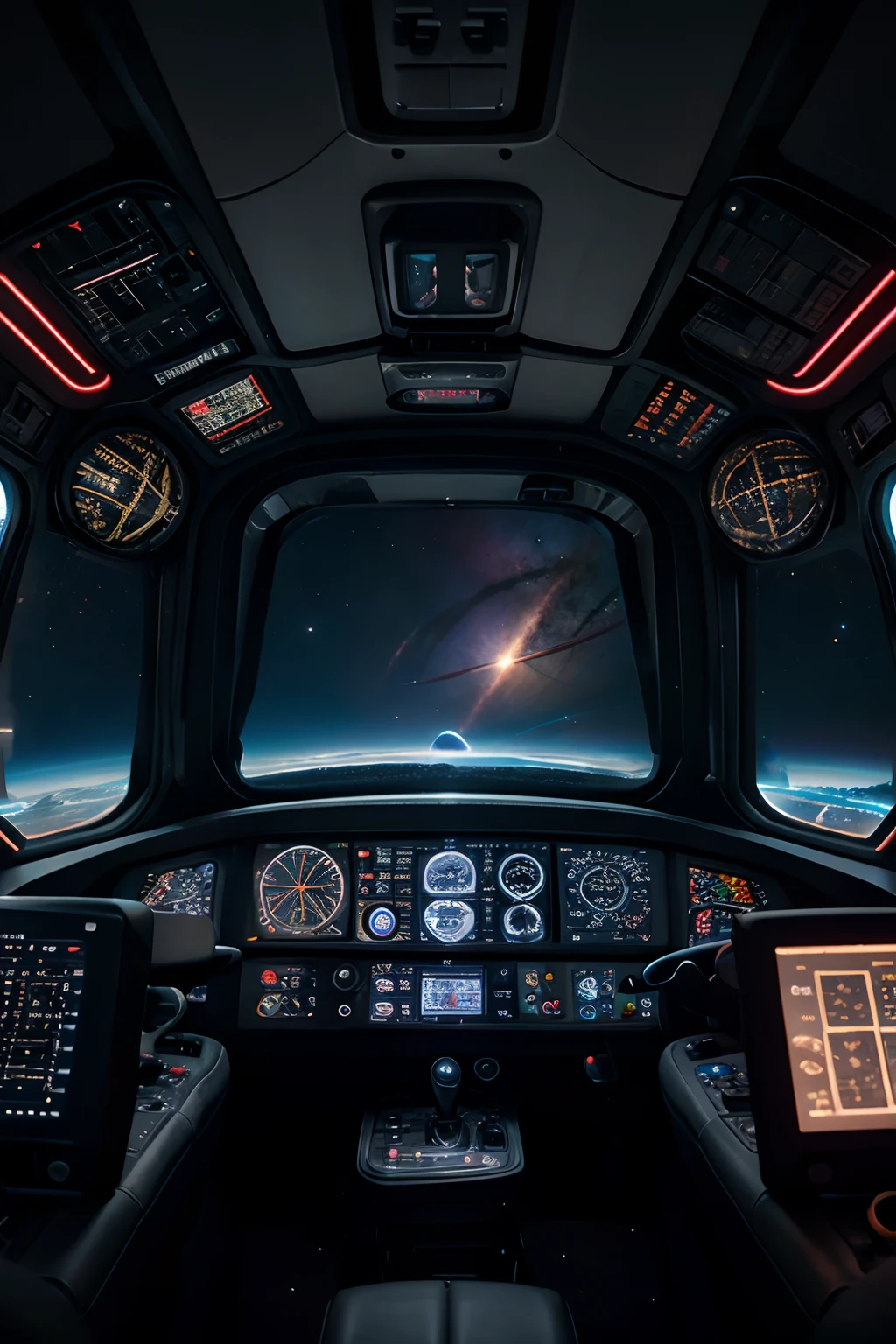 brightly colored surreal view of space with close up planets and nebulae
