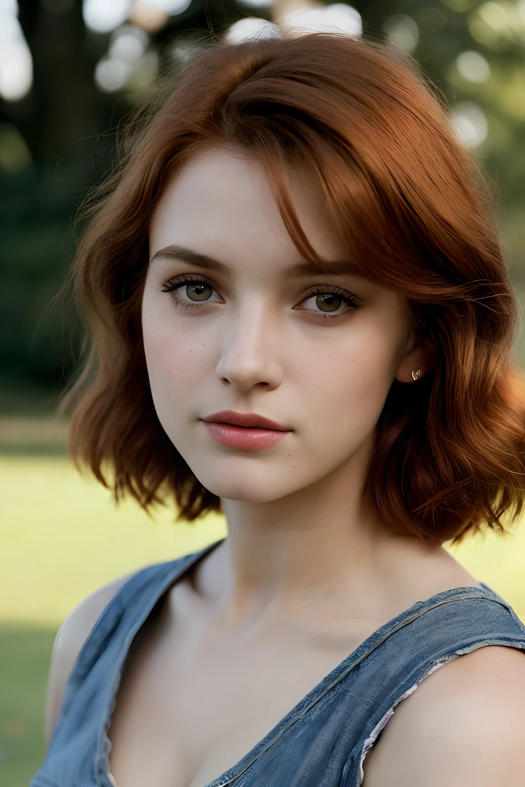 (Close-up, fotografia editorial de uma mulher de 21 anos), (Rosto altamente detalhado:1.4) (sorrir:0.7) (fundo dentro escuro, Moody, estudo privado:1.3) Pov, Directed by: Lee Jeffries, Nikon D850 |, filme fotografia de stock ,4 Kodak Portra 400 ,camera f1.6 lentes ,cores ricas ,hyper realistic ,textura realista, dramatic lighting , cinestill 800, at a park, shoulder length reddish brown hairs, hazel eyes