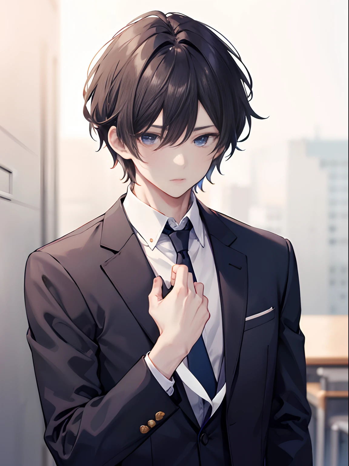 Spring Clothes Eyes Gentle Blur Background Teacher Suit Adult Male Handsome