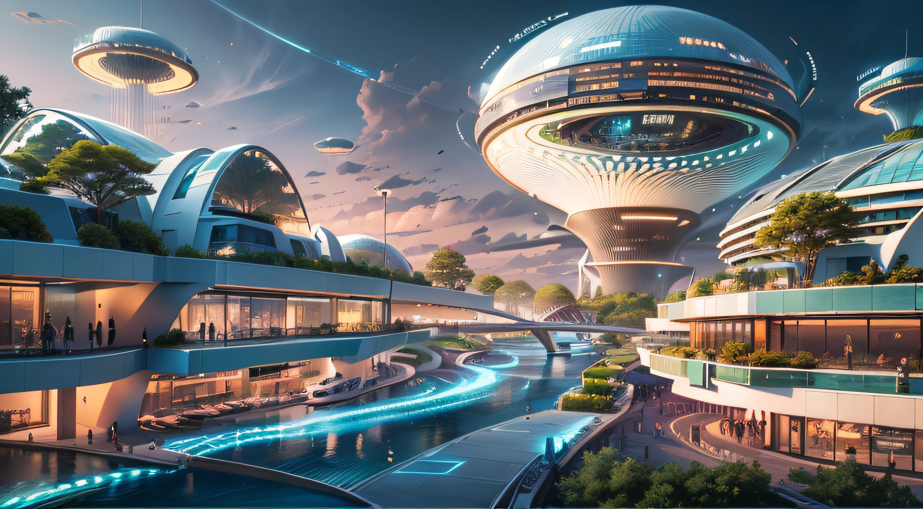 (Best quality,4K,8K,A high resolution,Masterpiece:1.2),Ultra-detailed,(Realistic,Photorealistic,photo-realistic:1.37),Futuristic floating city,Futuristic technology,Huge urban high-tech tablet platform,Airship,Floating in the sky,Futuristic city,Small airships around,High-tech hemispherical platform,Colorful lights,Advanced architecture,modernn architecture,skyscrapper,Access the cloud,Scenic beauty,view over city,Impressive design,Blend seamlessly with nature,energetic and vibrant atmosphere,Futuristic transportation system,Parking is suspended,Transparent path,Lush greenery,Sky gardens,cascading waterfalls,Magnificent skyline,reflections on the water,Sparkling river,Architectural innovation,futuristic skyscrapers,Transparent dome,The shape of the building is unusual,Elevated walkway,Impressive skyline,Glowing lights,Futuristic technology,Minimalist design,Scenic spots,Panoramic view,Cloud Piercing Tower,Vibrant colors,epic sunrise,epic sunset,Dazzling light display,magical ambiance,The future city,Urban Utopia,LuxuryLifestyle,Innovative energy,sustainable development,Smart city technology,Advanced infrastructure,Tranquil atmosphere,Nature and technology live in harmony,Awesome cityscape,Unprecedented urban planning,Architecture connects seamlessly with nature,High-tech metropolis,A cutting-edge engineering marvel,The future of urban living,Visionary architectural concept,Energy-efficient buildings,Harmony with the environment,A city floating above the clouds,Utopian dreams become reality,The possibilities are endless,State-of-the-art transportation network,Green energy integration,Innovative materials,Impressive holographic display,Advanced communication system,Breathtaking aerial view,Quiet and peaceful environment,Modernist aesthetics,Ethereal beauty