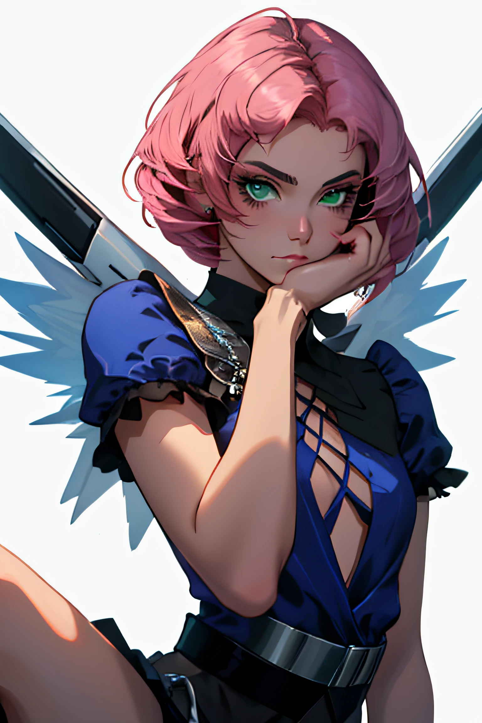 Alisa bosconovitch, melhor qualidade, contemporary, estilo plano, minimalismo, Green Eyes Flat Illustration, cabelo rosa, cabelo curto, cabelos multicoloridos, Camisa Preta, mechanical wings, Head Portrait Close-U, peito pontudo, decote, super decote, middlebreasts, Tekken,cabelo rosa pastel, 1girl, em quimono, hand-painted,Desenho de linha sem cor, colorida do yandere pastel, Tekken, Super cute pink hair girl with gothic makeup on the side, com roupa de empregada,figura esbelta,robusto,He sat on the floor,Vestido com roupas de empregada rosa e branco,cabelos muito curtos,com orelhas de gato,quadratic element,, kawaii cor-de-rosa na roupa da era de 1910, Alisa Bosconovich pink lips, no estilo da paleta de cores suave aurorapunk, an anime illustration of his face, gifs animados, hand drawn animation, charming sketches, suave e brilhante, romantismo nebuloso, Estilo Superflat, fundo branco - ar 1:1 - niji 5 - estilo expressivo --s 50 ,Pink kawaii girl in the era of 1920s clothesPink eagles, vestindo uma camisa branca brilhante, no estilo da paleta de cores suave aurorapunk, an anime illustration of his face, gifs animados, hand drawn animation, charming sketches, suave e brilhante, romantismo nebuloso, Estilo Superflat, fundo branco - ar 1:1 - niji 5 - estilo expressivo --s 50, Absurdo, alto, ultra detalhados, (1girl:1.3), quebrar , Crie uma imagem com uma bela caligrafia