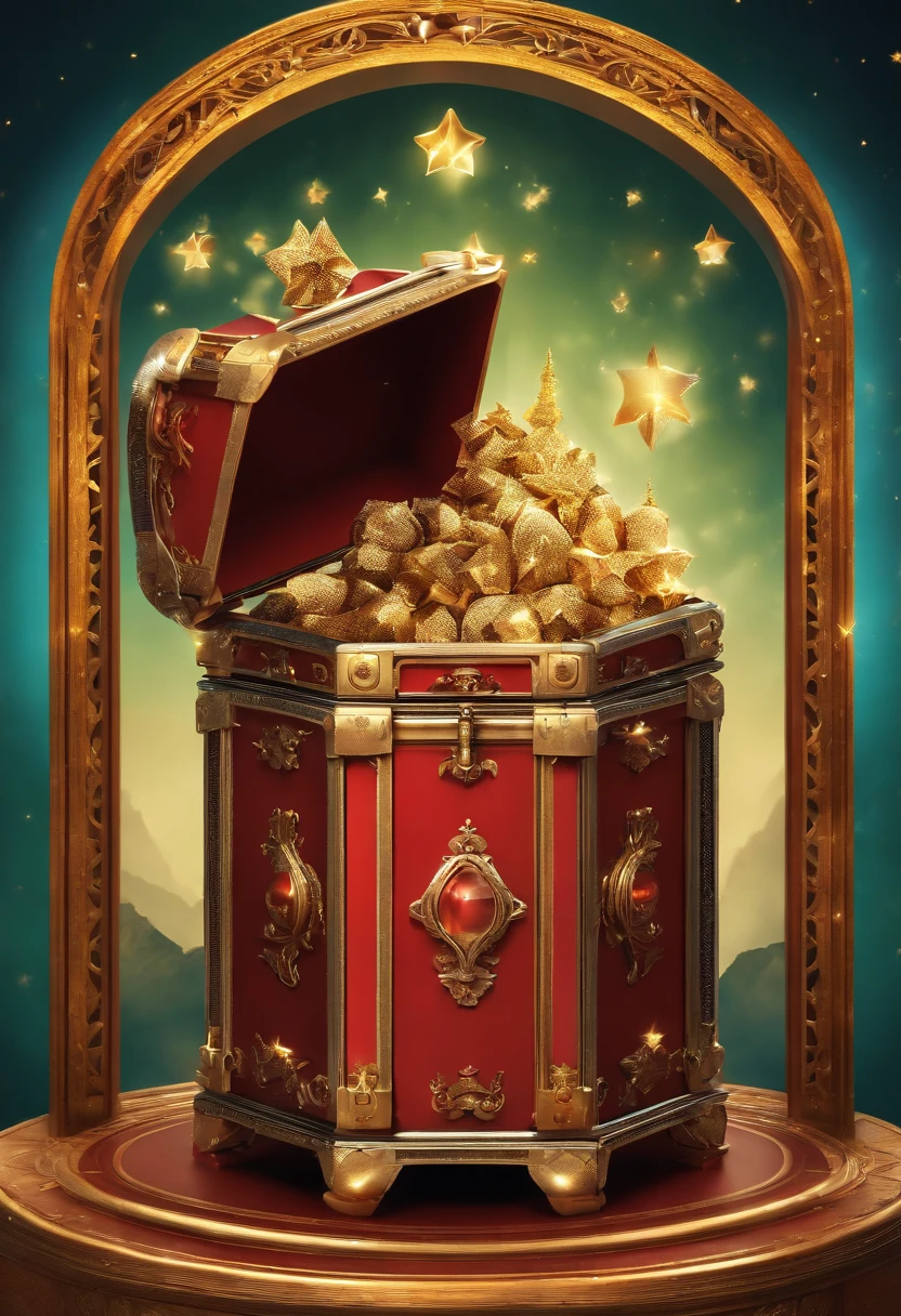 "Magic chests, promotional poster, High-quality image, Minimalism, Plain background"
