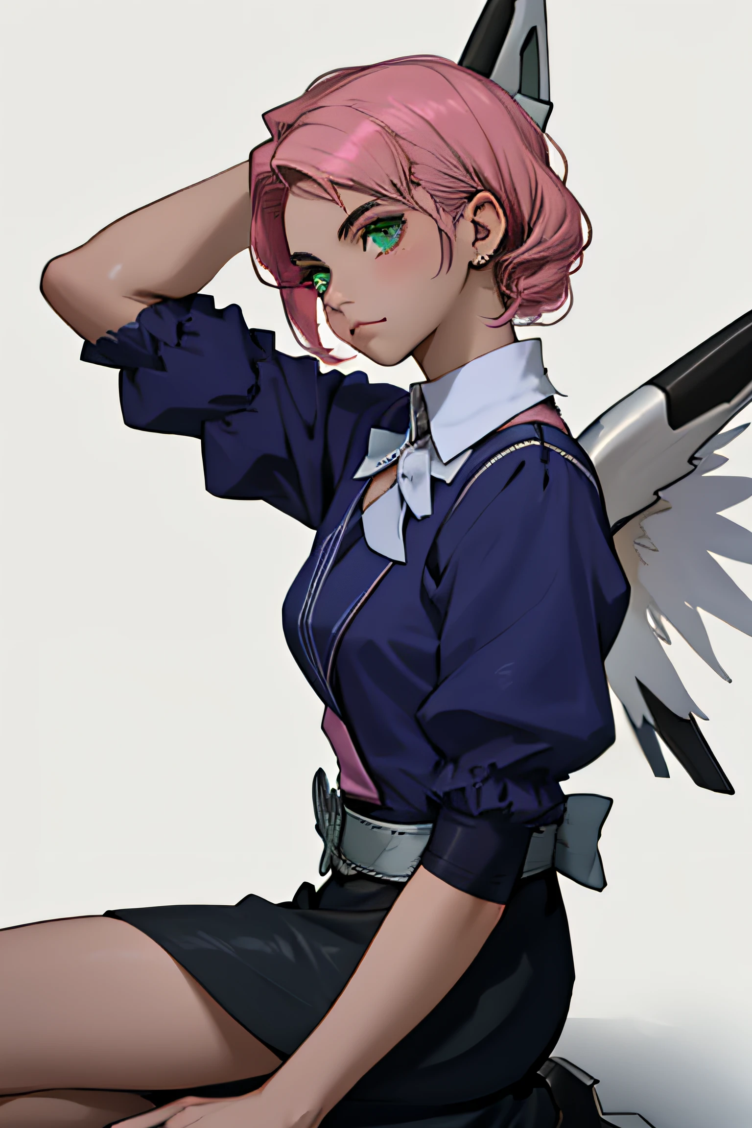 Alisa bosconovitch, melhor qualidade, contemporary, estilo plano, minimalismo, Green Eyes Flat Illustration, cabelo rosa, cabelo curto, cabelos multicoloridos, Camisa Preta, mechanical wings, Head Portrait Close-U, peito pontudo, decote, super decote, middlebreasts, Tekken,cabelo rosa pastel, 1girl, em quimono, hand-painted,Desenho de linha sem cor, colorida do yandere pastel, Tekken, Super cute pink hair girl with gothic makeup on the side, com roupa de empregada,figura esbelta,robusto,He sat on the floor,Vestido com roupas de empregada rosa e branco,cabelos muito curtos,com orelhas de gato,quadratic element,, kawaii cor-de-rosa na roupa da era de 1910, Alisa Bosconovich pink lips, no estilo da paleta de cores suave aurorapunk, an anime illustration of his face, gifs animados, hand drawn animation, charming sketches, suave e brilhante, romantismo nebuloso, Estilo Superflat, fundo branco - ar 1:1 - niji 5 - estilo expressivo --s 50 ,Pink kawaii girl in the era of 1920s clothesPink eagles, vestindo uma camisa branca brilhante, no estilo da paleta de cores suave aurorapunk, an anime illustration of his face, gifs animados, hand drawn animation, charming sketches, suave e brilhante, romantismo nebuloso, Estilo Superflat, fundo branco - ar 1:1 - niji 5 - estilo expressivo --s 50, Absurdo, alto, ultra detalhados, (1girl:1.3), quebrar , Crie uma imagem com uma bela caligrafia