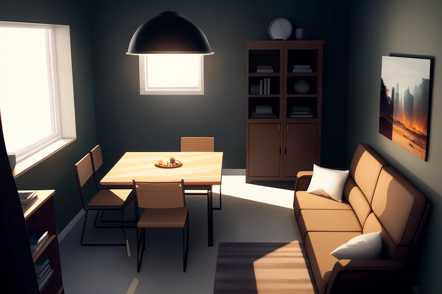 Enclosed space,furniture,dark,Up to one character,illustration