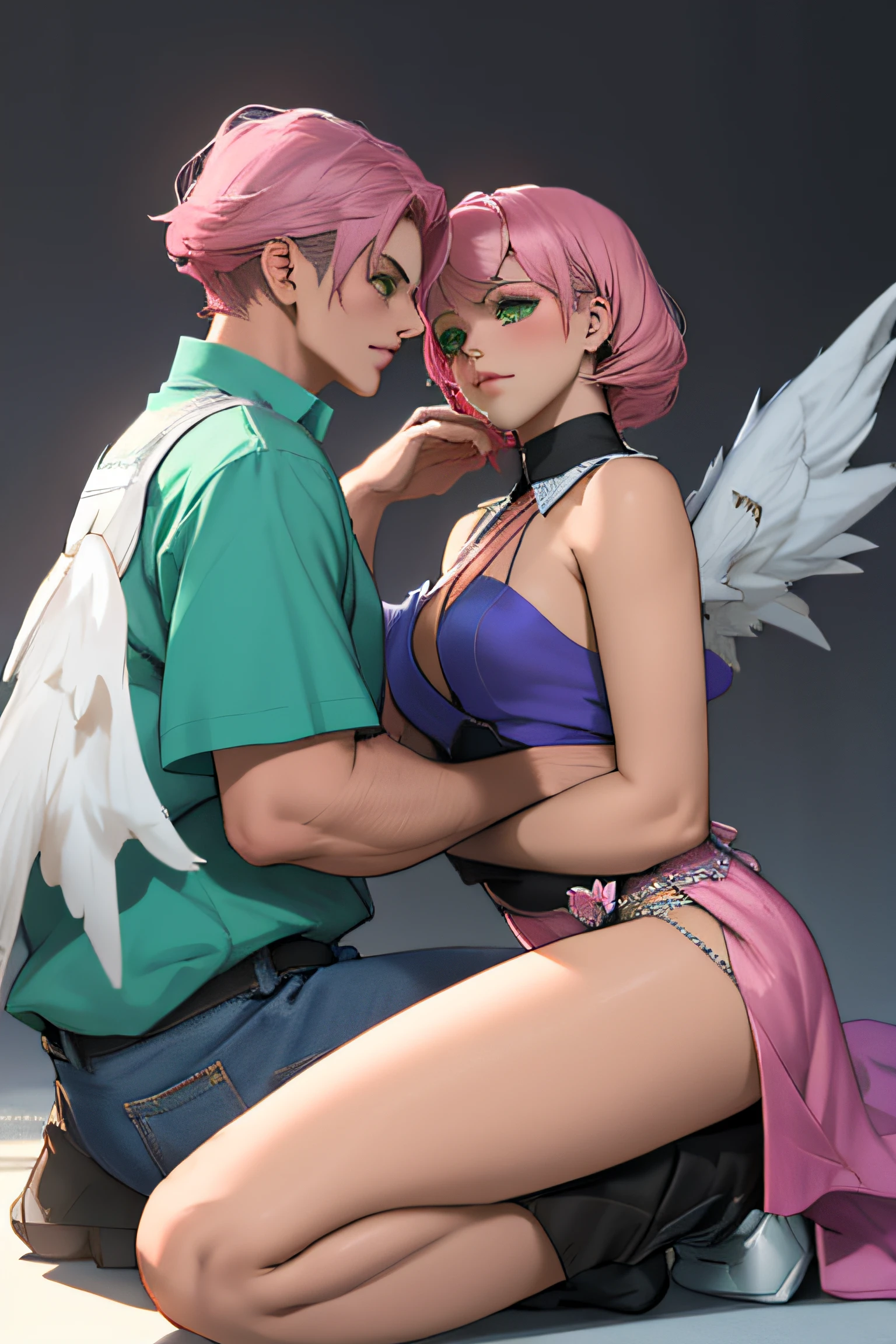 Alisa bosconovitch, melhor qualidade, contemporary, estilo plano, minimalismo, Green Eyes Flat Illustration, cabelo rosa, cabelo curto, cabelos multicoloridos, Camisa Preta, mechanical wings, Head Portrait Close-U, peito pontudo, decote, super decote, middlebreasts, Tekken,cabelo rosa pastel, 1girl, em quimono, hand-painted,Desenho de linha sem cor, colorida do yandere pastel, Tekken, Super cute pink hair girl with gothic makeup on the side, com roupa de empregada,figura esbelta,robusto,He sat on the floor,Vestido com roupas de empregada rosa e branco,cabelos muito curtos,com orelhas de gato,quadratic element,, kawaii cor-de-rosa na roupa da era de 1910, Alisa Bosconovich pink lips, no estilo da paleta de cores suave aurorapunk, an anime illustration of his face, gifs animados, hand drawn animation, charming sketches, suave e brilhante, romantismo nebuloso, Estilo Superflat, fundo branco - ar 1:1 - niji 5 - estilo expressivo --s 50 ,Pink kawaii girl in the era of 1920s clothesPink eagles, vestindo uma camisa branca brilhante, no estilo da paleta de cores suave aurorapunk, an anime illustration of his face, gifs animados, hand drawn animation, charming sketches, suave e brilhante, romantismo nebuloso, Estilo Superflat, fundo branco - ar 1:1 - niji 5 - estilo expressivo --s 50, Absurdo, alto, ultra detalhados, (1girl:1.3), quebrar , Crie uma imagem com uma bela caligrafia