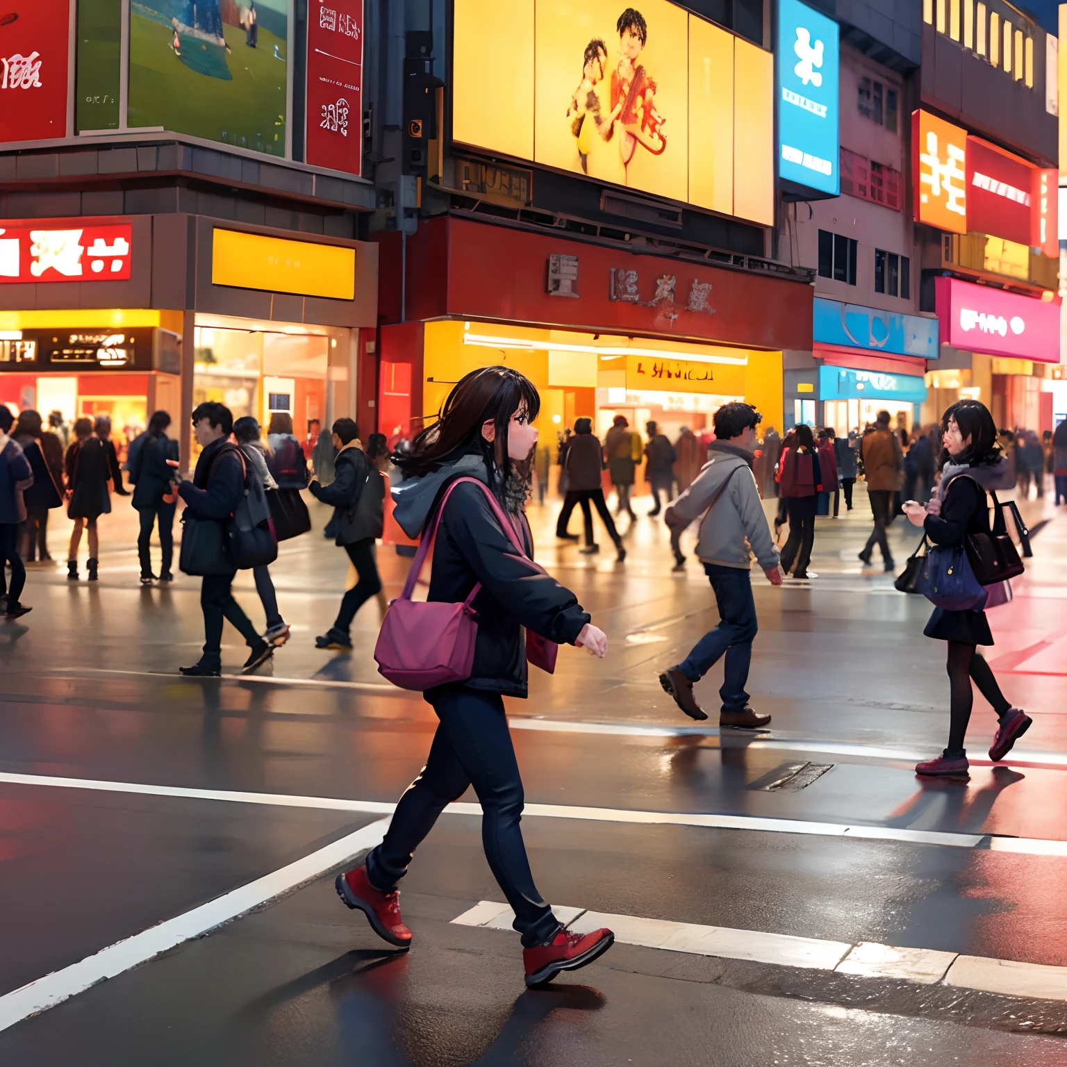 People walk across pedestrian crossings on busy city streets, street of hong kong, people walking on the street, Busy streets, travelers walking the streets, busy streets filled with people, busy street, crowding street, people in street, People walking around,
