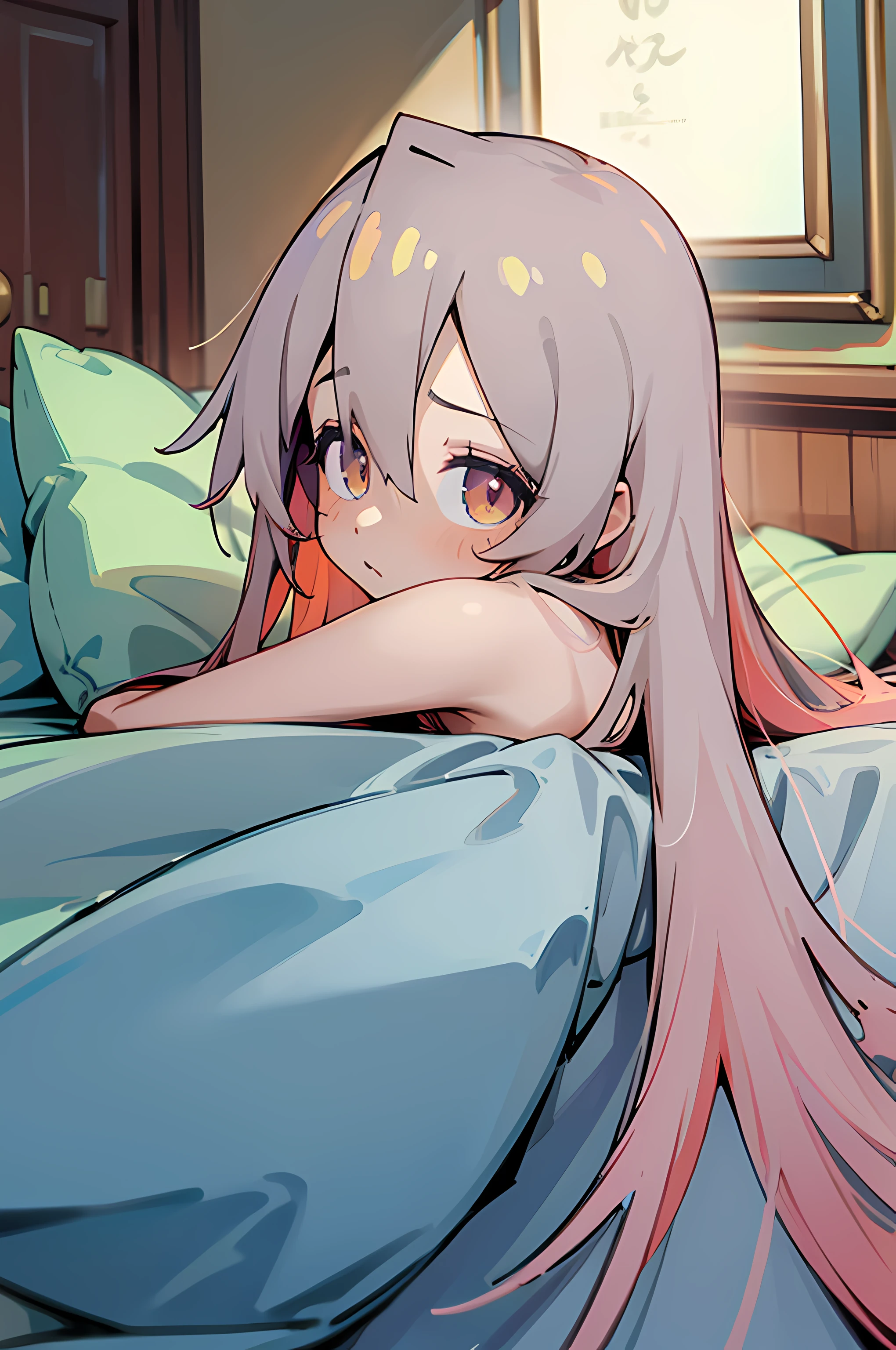 Highest quality,Pastel drawing,Frightened face,Miyu Edelfelt,Naked with hands bound,Nipples