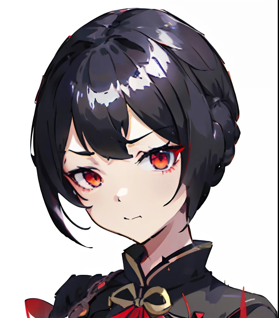 anime girl with black hair and red eyes in a black outfit, ayaka genshin impact, black hime cut hair, ayaka game genshin impact, ryuko matoi, attractive matoi ryuko, zhongli from genshin impact, sui ishida with black hair, keqing from genshin impact, anime portrait of shiina ringo