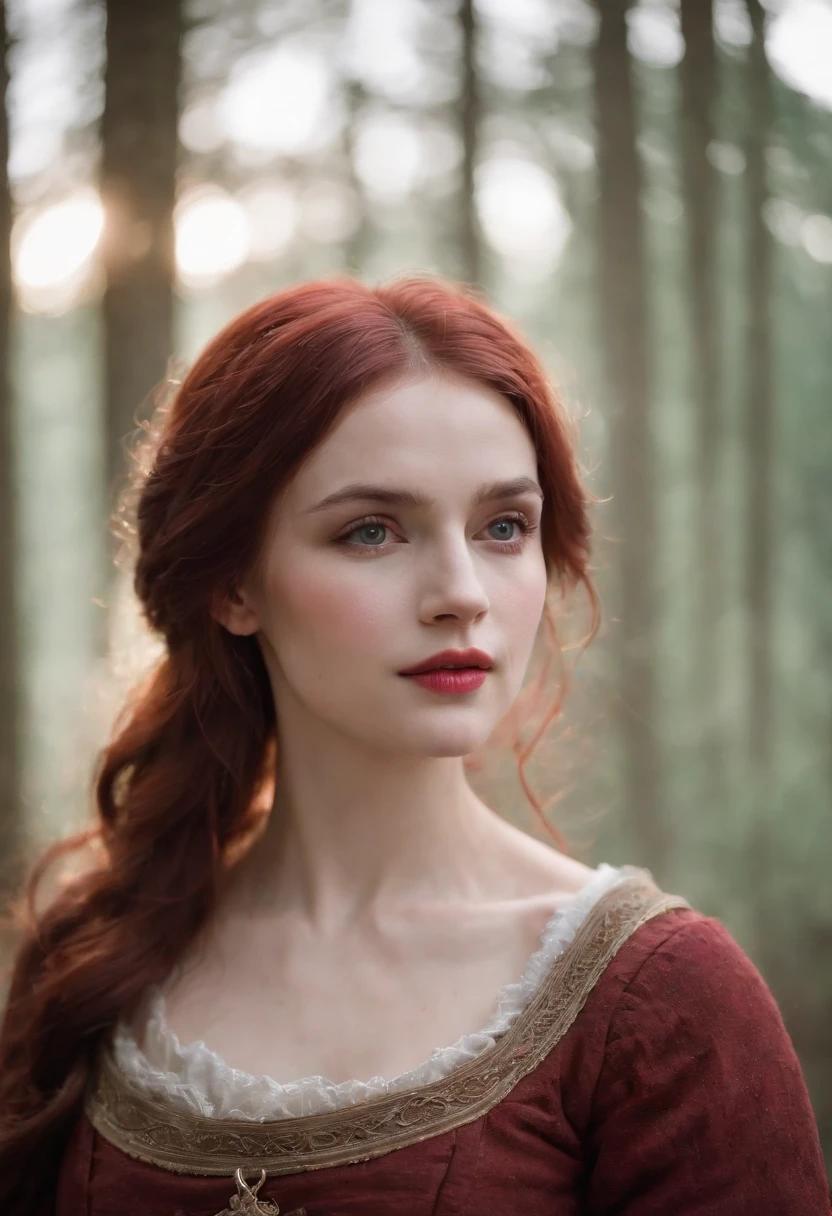 (((a deep reddish wound crosses her left cheek))) fair complexion, woman around 19 years old, natural white hair, distinctive green eyes, wearing kohl, slender and graceful, beautiful, candlelight in a medieval setting, ultra sharp focus, realistic shot, medieval female clothes, tetradic colors (scar:1.4)