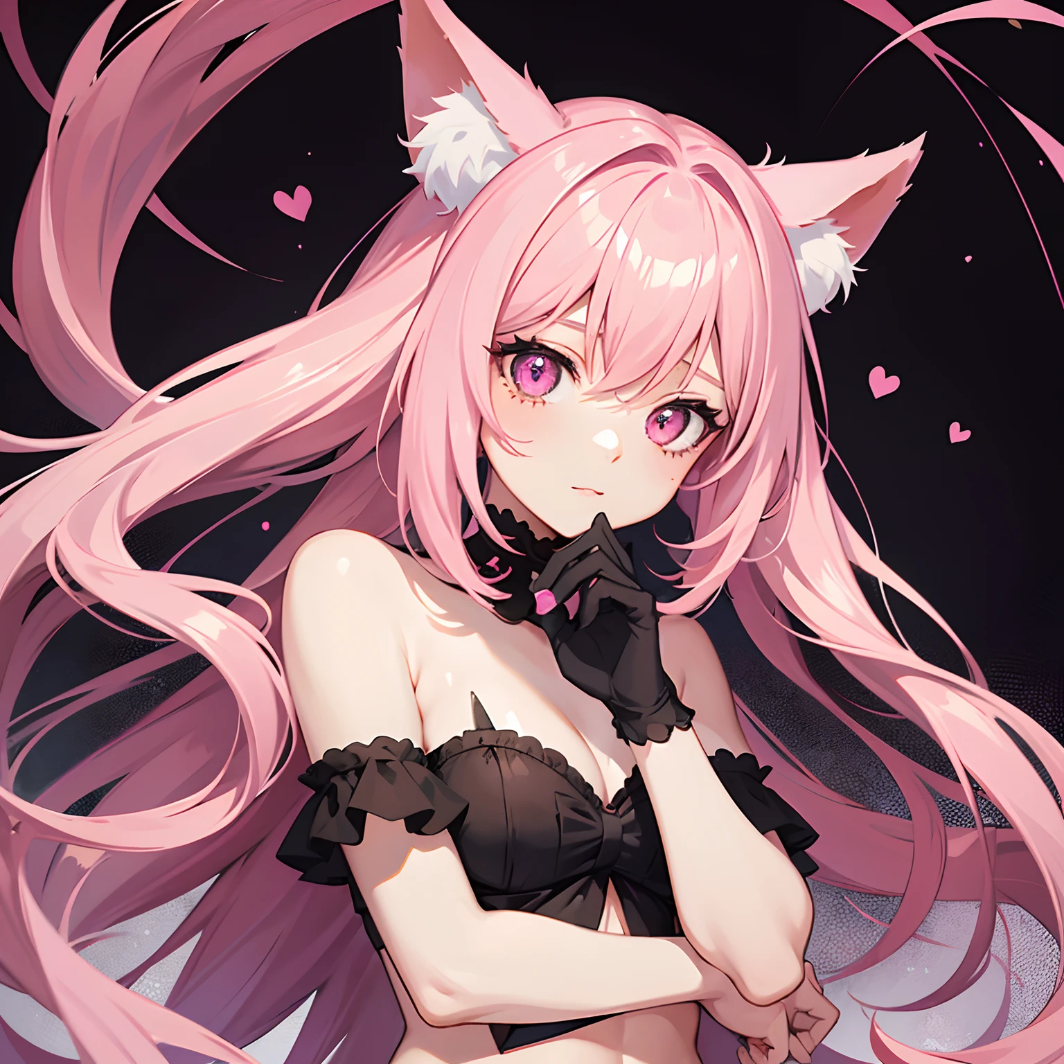 Cartoon picture of woman with pink hair and pink dress, gapmoe yandere grimdark, anime monster girl, gapmoe yandere, demon anime girl, Demon Girl, official fan art, Vampire Girl, bikinis. The Backstory of Hell. gore, tumblr, Some chaotic glitter, Pink cult character, Character design : : gotik,
beautiful halloween background,
higly detailed,high detailed eyes,pink eyes,fox pink ears