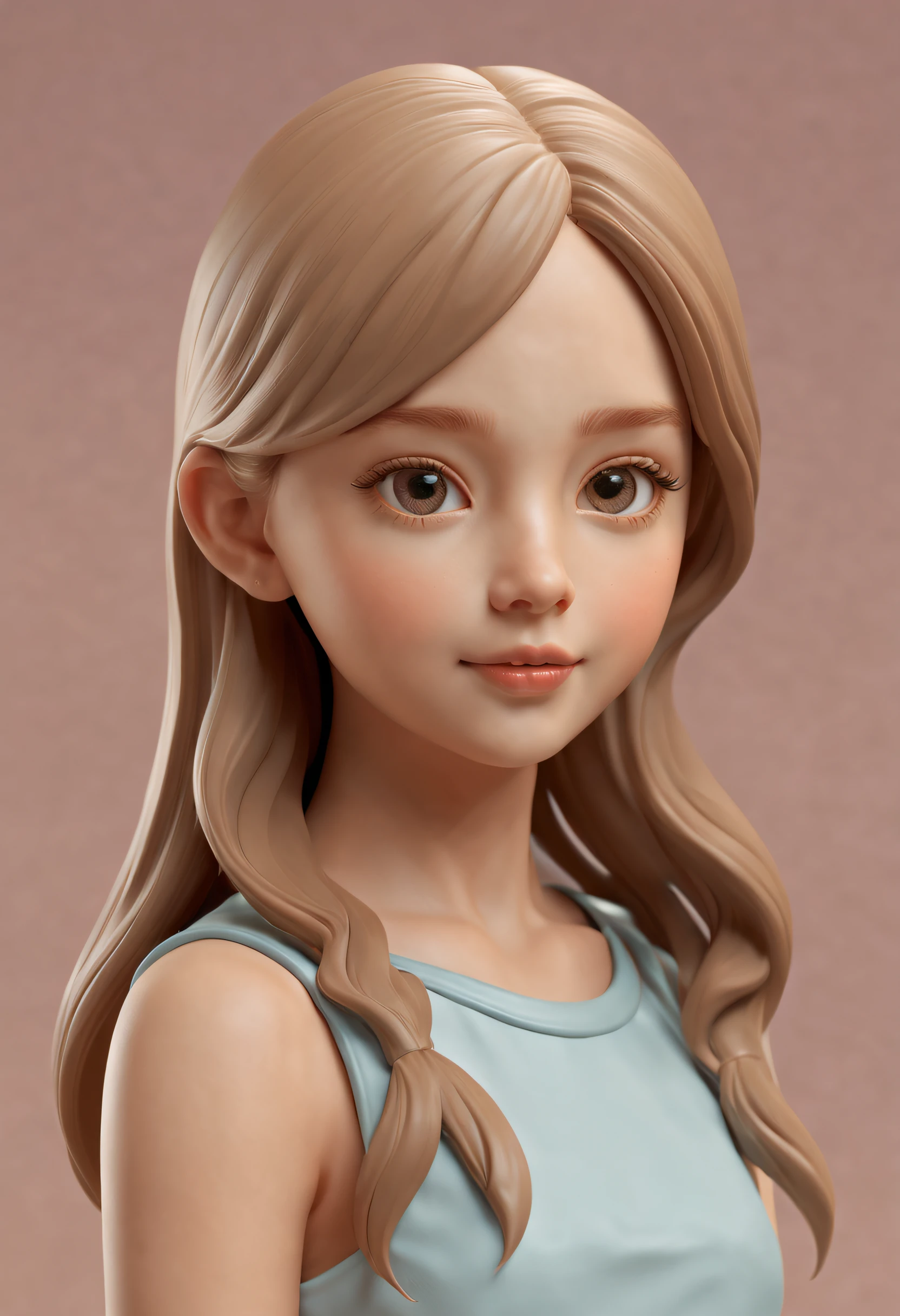 Exquisite 3D PVC model of cute young girl, view the viewer, soft smooth lighting, soft and muted colors, 3d icon clay render, 120mm lens, 3d blender render, trending on polycount, modular constructivism