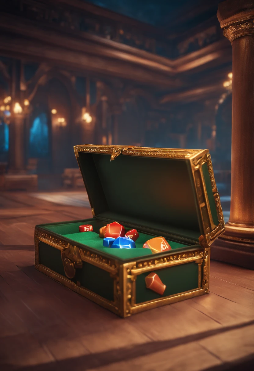 "Game square chest, promotional poster, High-quality image, Minimalism, Plain background"