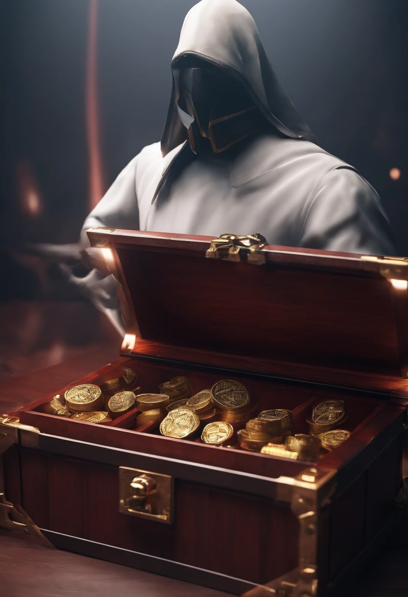 "Game square chest, promotional poster, High-quality image, Minimalism, Plain background"