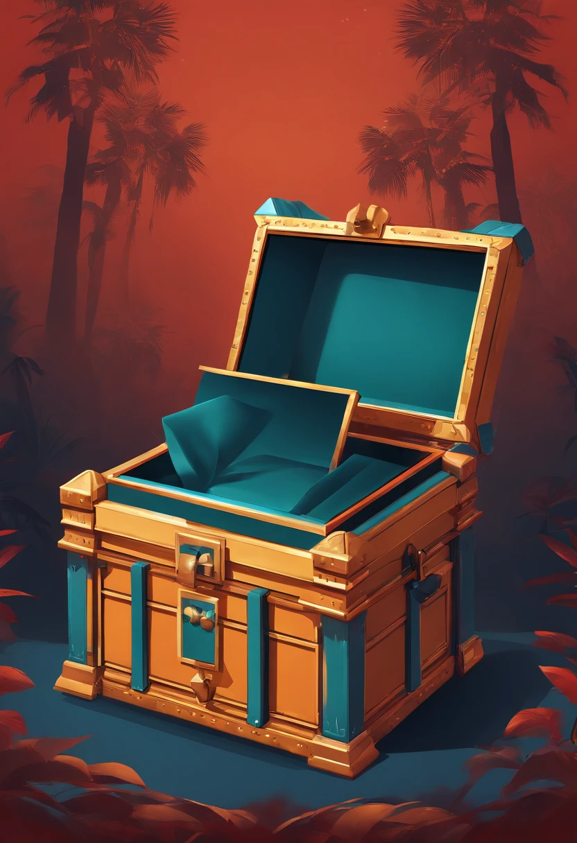 "Game square chest, promotional poster, High-quality image, Minimalism, Plain background"