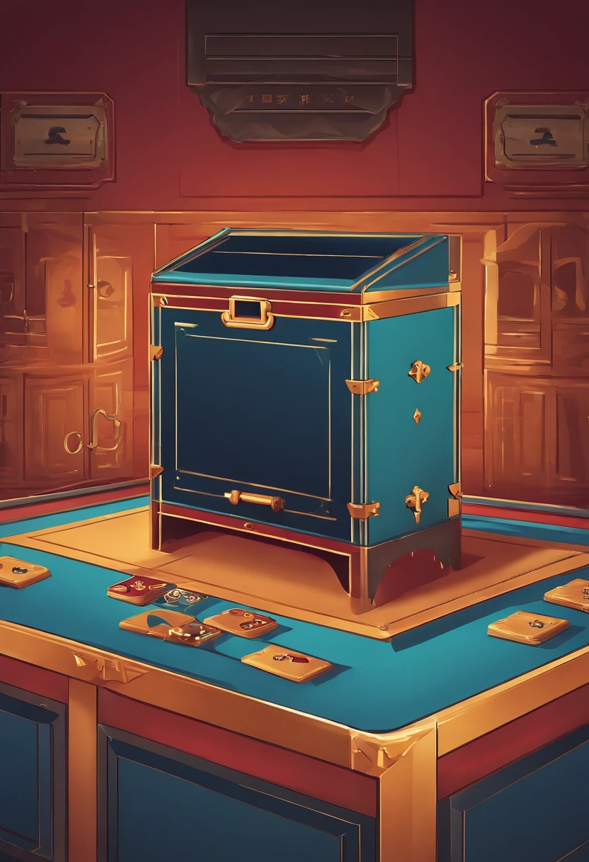"Game square chest, promotional poster, High-quality image, Minimalism, Plain background"