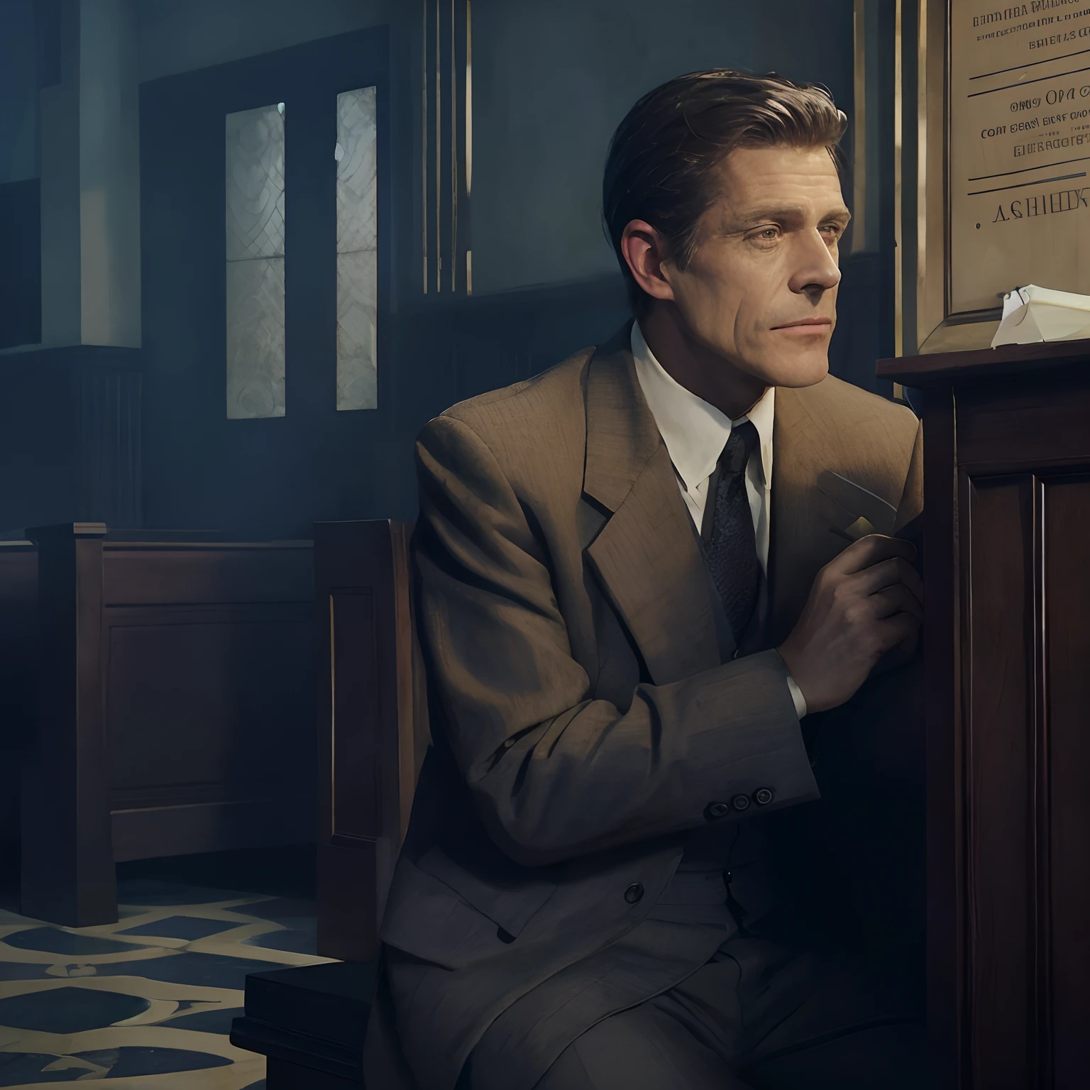 There's a man in a suit sitting at a table, Willem Dafoe em Plague Knight, Hugh Grant, Erwin Olavo, Guilherme Dafoe, Guilherme Dafoe, Dale Cooper, Imagem promocional, still image from tv series, Tom Hardy como Henry Dorsett Case, promo ainda, promocional ainda, programa de tv ainda, Alexey Egorov, imagem promocional, Agente Cooper