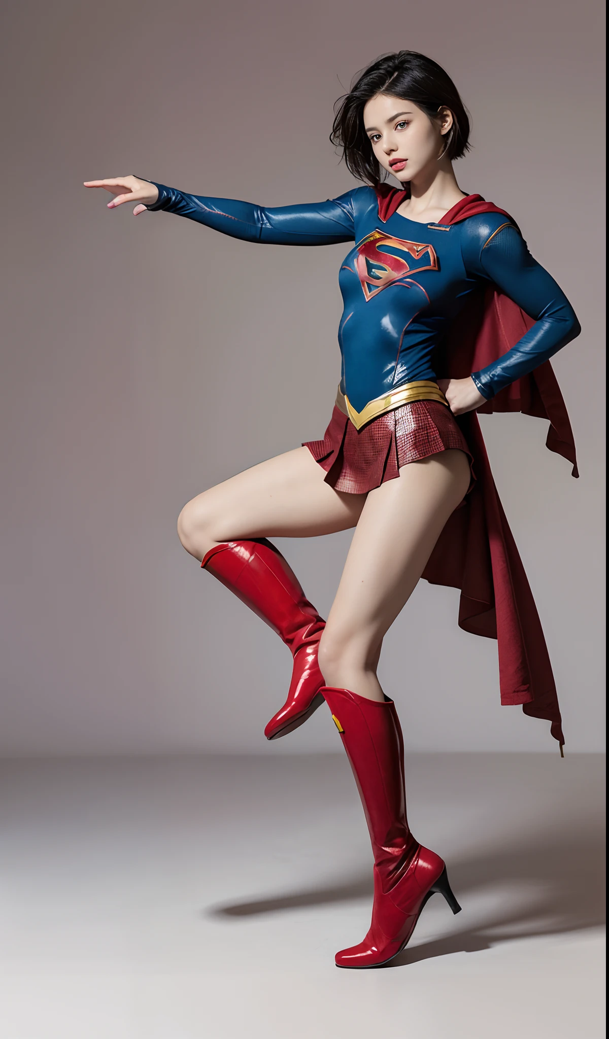 japanes、Cute Beautiful Girl、closing eye、fainting、distressed look、My crotch hurts、Suffering、Done、defeated、Defeated by enemies、(((Wear black tights on your beautiful legs.)))、(((beauty legs)))、(((Painful look)))、((((Make the most of the original image)))、(((Supergirl Costume)))、(((Beautiful short hair、The hair)))、(((Suffering)))、(((Feet must necessarily be worn with black tights)))、(((You need to wear red boots)))、((Top image quality、8K))、((top-quality、8K、masterpiece:1.3))、(((Keep your background simple)))、Crisp focus:1.2、Beautiful woman with perfect body shape:1.4、Slender Abs:1.2、a wet body:1.5、Highly detailed facial and skin texture、8K、Keep your background simple
