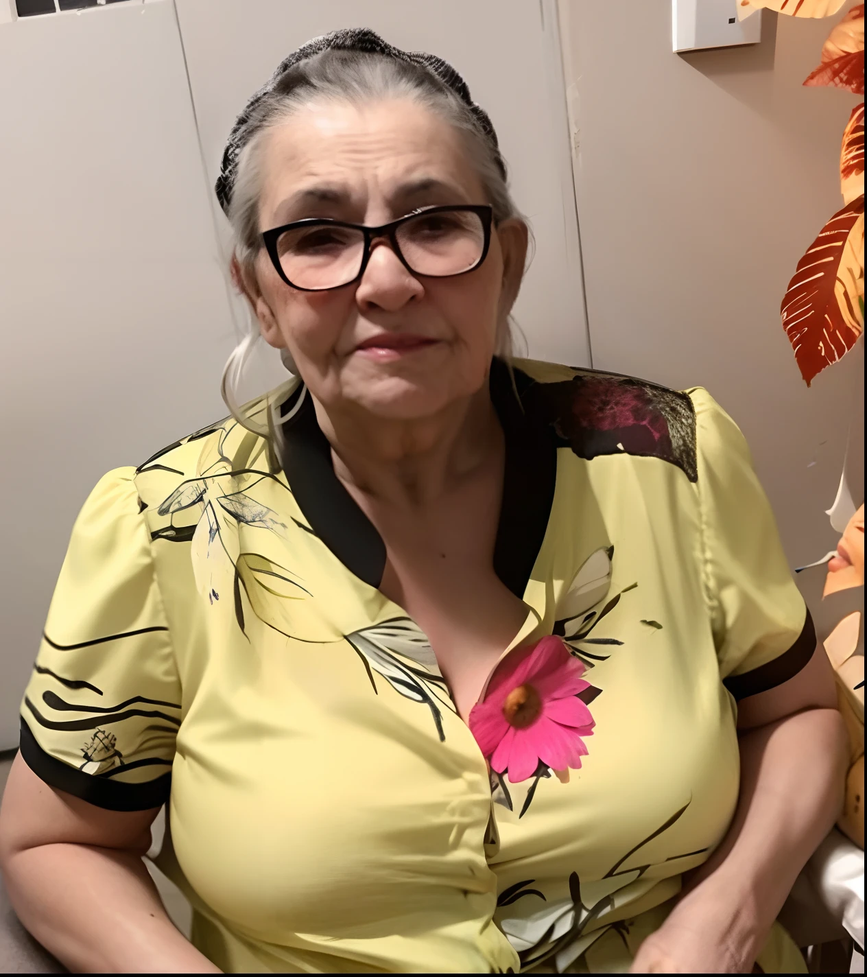 Mulher sentada em uma cadeira em frente a uma parede com flores, ela tem cerca de 7 0 anos, imagem de perfil, ela tem cerca de 6 0 anos, taken in the early 2020s, Magda Torres Gurza, foto de perfil, Directed by: Glòria Muñoz, 7 0 anos, foto do perfil, 70 anos