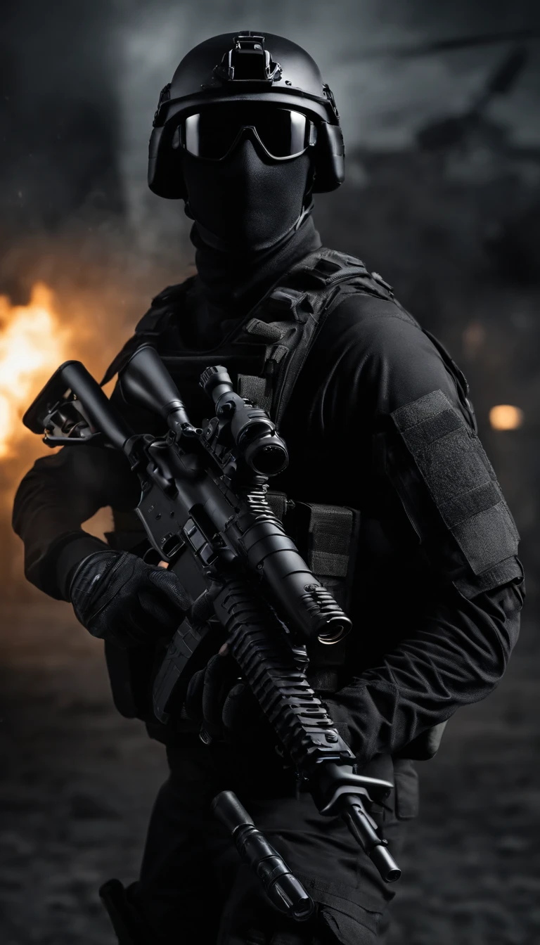 (La mejor calidad,4k,8k,A high resolution,Obra maestra:1.2),Ultra detallado,(realista,fotorrealista,fotorrealista:1.37), One of them was wearing a black SWAT uniform，Hombre con casco negro, A man in a black mask holds a gun, carabina de aire comprimido CQB, Operaciones especiales francesas, soldados realistas, Soldiers in tactical gear, tactical gear, Kinematics —AR 16:9, Equipo militar realista, tactical armor, black tactical gear, Atuendo de combate, Disfraz de soldado futurista, Seguridad de las Fuerzas Especiales(La mejor calidad,4k,8k,A high resolution,Obra maestra:1.2),Ultra detallado,(realista,fotorrealista,fotorrealista:1.37), One of them was wearing a black SWAT uniform，Hombre con casco negro, A man in a black skull mask holds a gun, fusil de asalto，CQB, Operaciones especiales francesas, soldados realistas, Soldiers in tactical gear, tactical gear, Kinematics —AR 16:9, Equipo militar realista, tactical armor, black tactical gear, Atuendo de combate, Disfraz de soldado futurista, Seguridad de las Fuerzas Especiales，Funcionario del FBI，Crisis zombi，Fondo zombie，There was chaos，Police shoot zombies, Alsatian, domestic dog, antropomorfico.