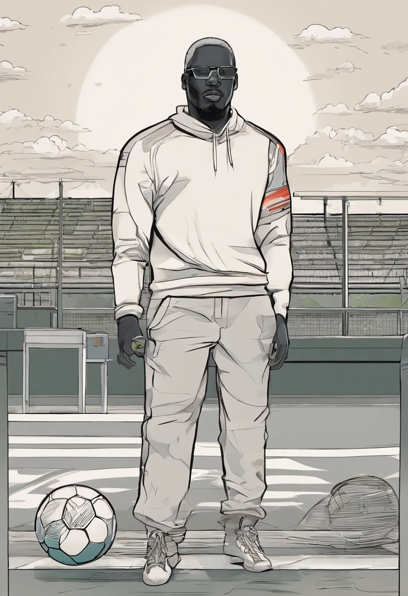 a black man standing on a soccer field, inspired by Jan Asselijn, by Jan Tengnagel, filmstill, motivational, inspired by Kev Walker, youtube video screenshot, inspired by Lee Gatch, low quality footage, inspired by John Henderson, advanced technique, trailer, looking threatening, training, video, paul heaston