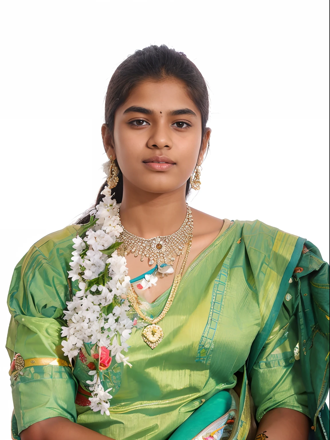 Indian girl wearing blue jeans and yellow t-shirt and wearing shoes