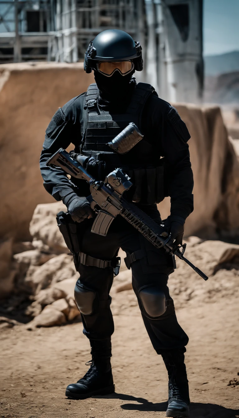 (Best quality,4K,8K,A high resolution,Masterpiece:1.2),Ultra-detailed,(Realistic,Photorealistic,photo-realistic:1.37), One of them wore a black SWAT uniform，Man in black helmet, A man in a black mask holds a gun, Air rifle CQB, French Special Operations, realistic soldiers, Soldiers in tactical equipment, tactical gear, cinematic —ar 16:9, realistic military equipment, Tactical armor, Black tactical equipment, combat outfit, Futuristic soldier costume, special forces security(Best quality,4K,8K,A high resolution,Masterpiece:1.2),Ultra-detailed,(Realistic,Photorealistic,photo-realistic:1.37), One of them wore a black SWAT uniform，Man in black helmet, A man wearing a black skull mask holds a gun, assault rifle，CQB, French Special Operations, realistic soldiers, Soldiers in tactical equipment, tactical gear, cinematic —ar 16:9, realistic military equipment, Tactical armor, Black tactical equipment, combat outfit, Futuristic soldier costume, special forces security，FBI official，Zombie crisis，Zombie background，There was chaos，Police shoot at zombies