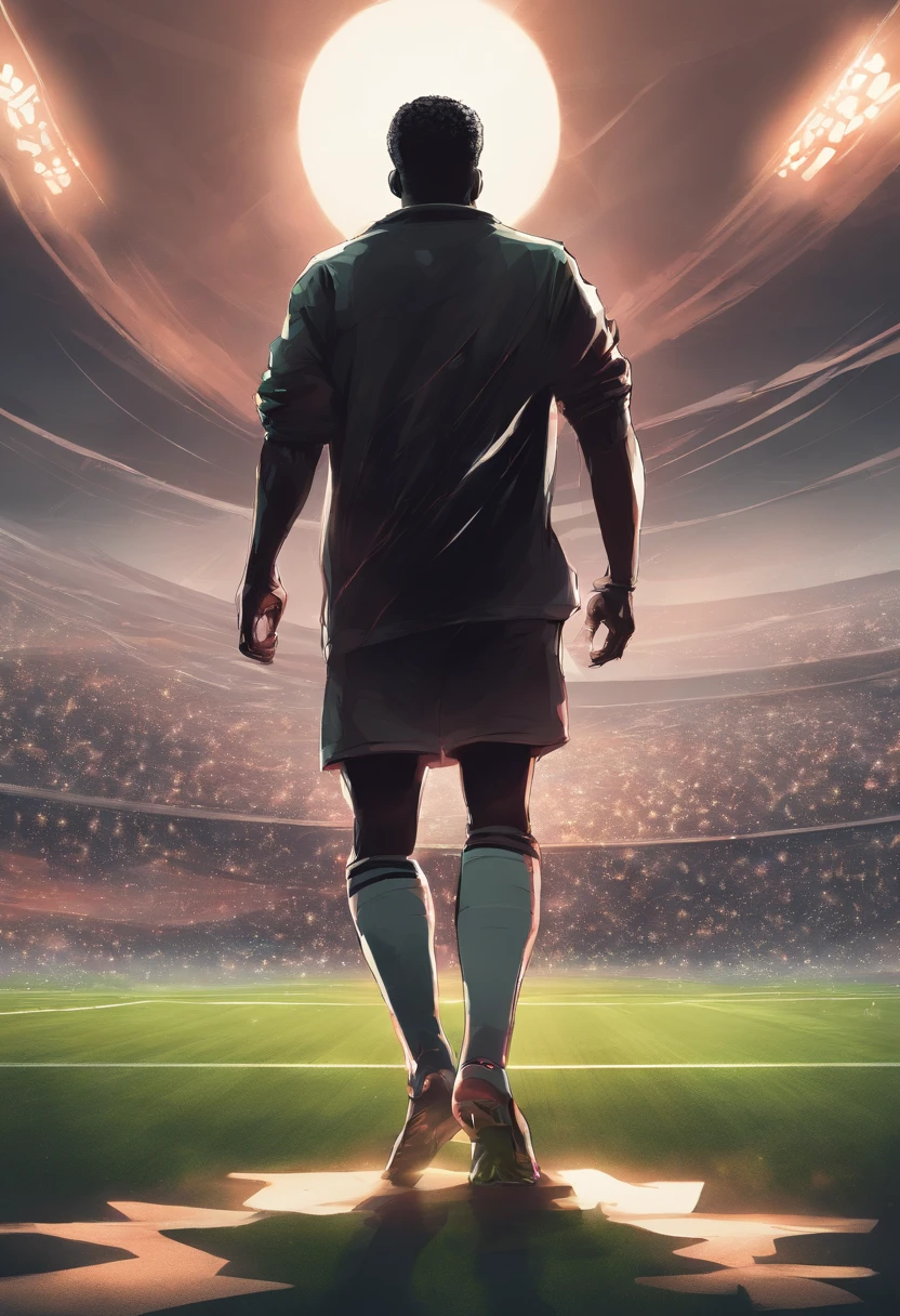 a black man standing on a soccer field, he is a coach soccer