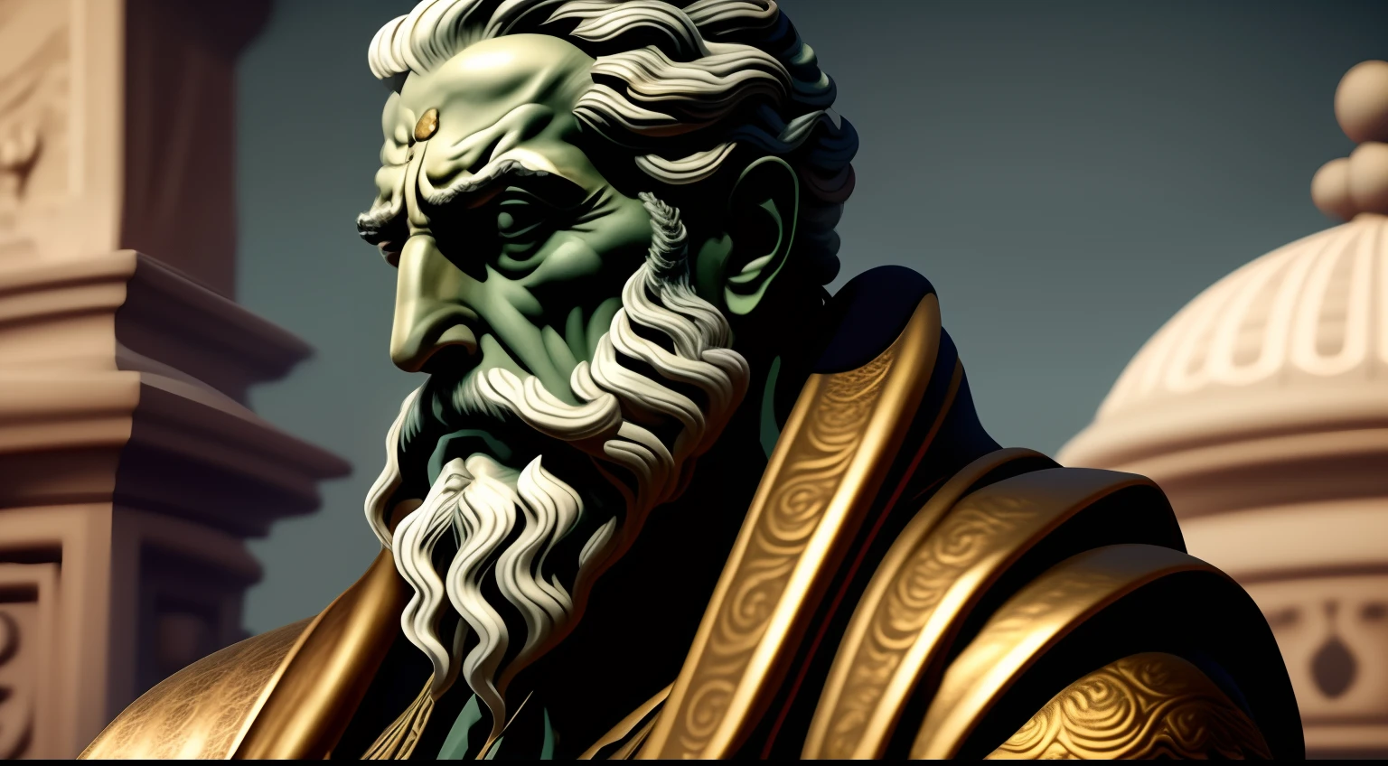 Arafed um homem com uma barba, Stoic face, Divine and Stoic, estóicismo, Stoic and calm, Stoic attitude, Stoic facial expression, Retrato, stoic, Stoic Pose, grego antiga, realista, 1920x1080, 4k,
