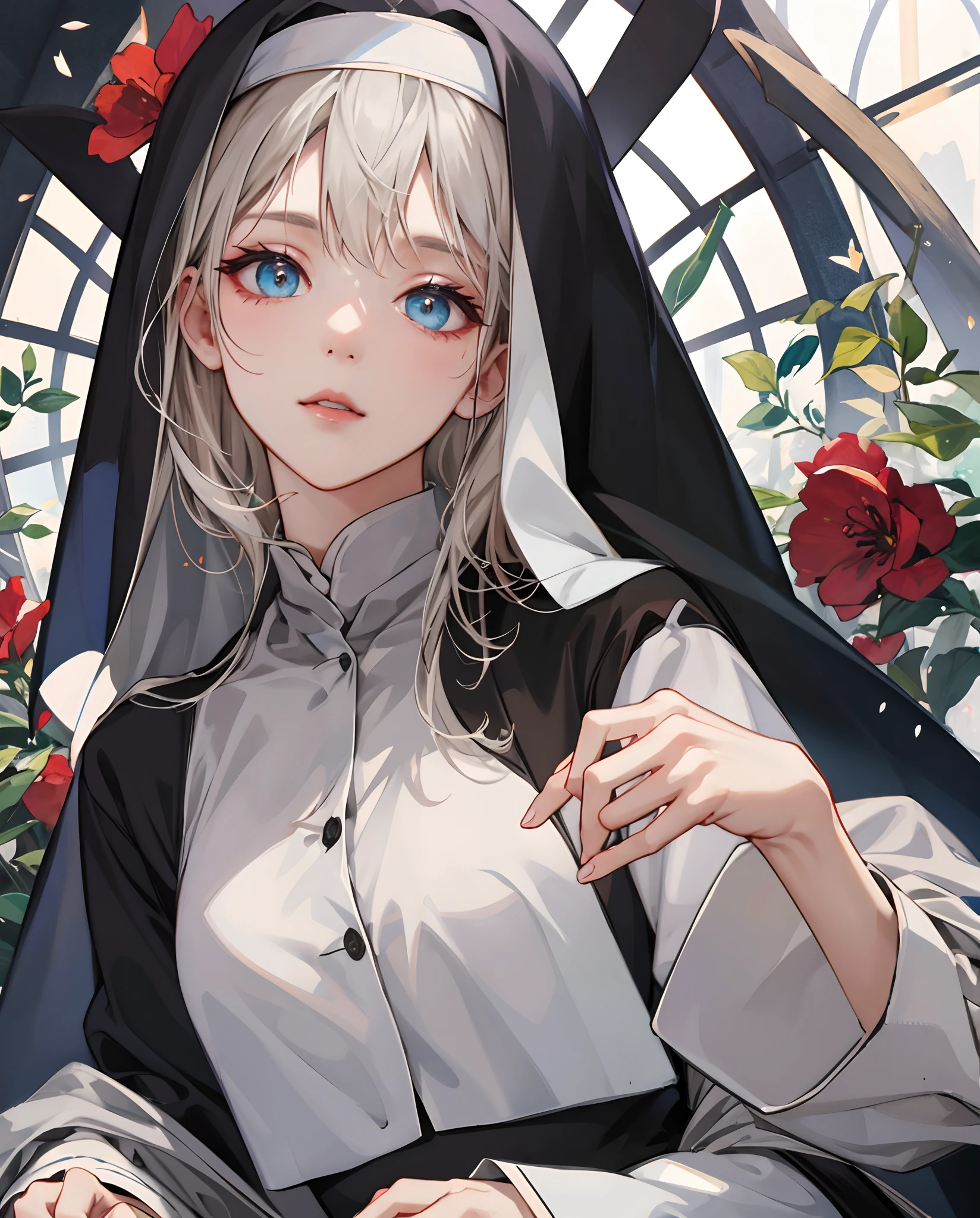 Nun dress，{k hd}，(beautidful eyes)，