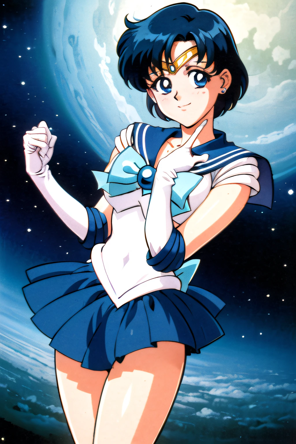 ​masterpiece, top-quality, hight resolution,extremely clear,masutepiece,Best Quality,90s Anime,9 0 s anime,9 0 s anime style,Fine details,anime cels,cel shaded anime,Full limbs,complete fingers,Anatomically correct,Textured skin,Super Detail,high details,awardwinning,,8K,(Sailor Mercury:1.25),/*Quality writing*/ of the highest quality, 16 K, masutepiece, hyperdetailed face, very detailed lips, Detailed eyes, Realistic pupils, BREAK, /*Characters and expressions*/ (Extremely beautiful girl:1.2), japanaese girl, 1 girl, Light on Face, (Blue short hair:1.3), 18 years old, (((Very sweet smile))), BREAK /*garments*/ (Sailor Mercury Costume:1.5), BREAK /*Pose*/ (Lift the hem of the skirt, Lift the hem of the skirt with both hands, Lift the hem of the skirt yourself), (Show panties:1.3), nice hand, Perfect hands, BREAK /*Angular posture*/ (Sparkling night sky:1.2), (Festive carnival atmosphere:1.3), (lots of flower:1.2), carnival, Halloween, Town, (Halloween Party:1.2), jack-o-lanterns, Bat, Looking at Viewer