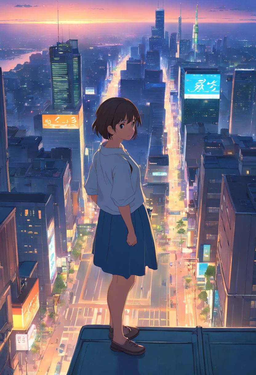 near future、 Realism、Skyscrapers in the big city、midnight、Town Lights、